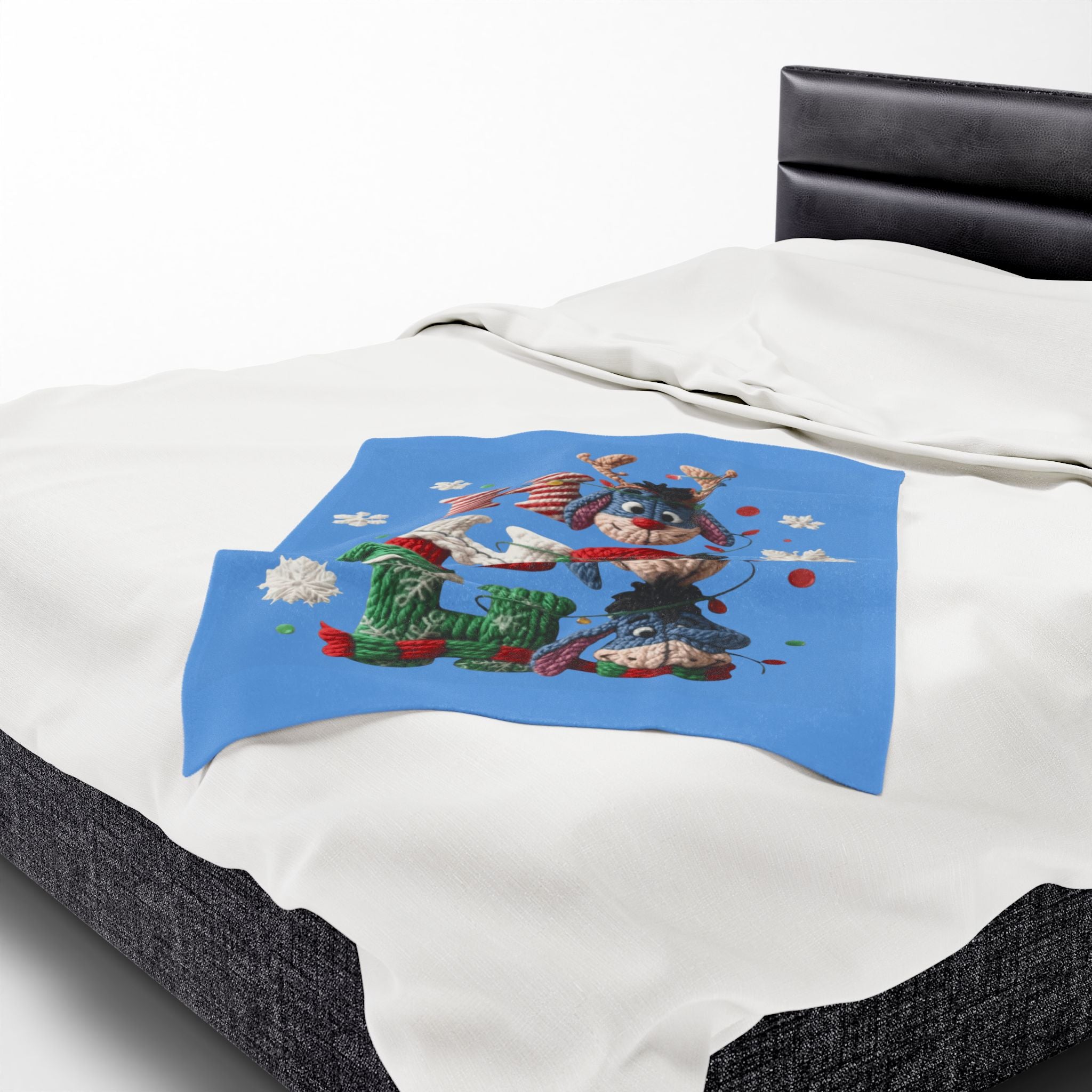 Holiday Eeyore Velveteen Plush Blanket — Cute Christmas Knit-Style Design