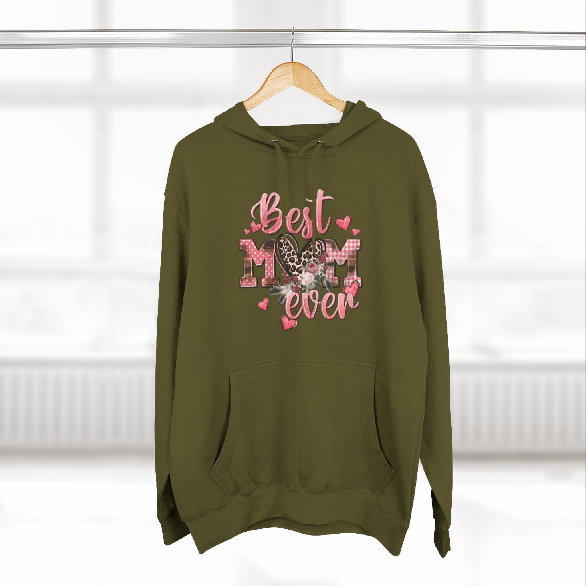 Best Mom Ever Hoodie  Leopard Heart Mother's Day Pullover