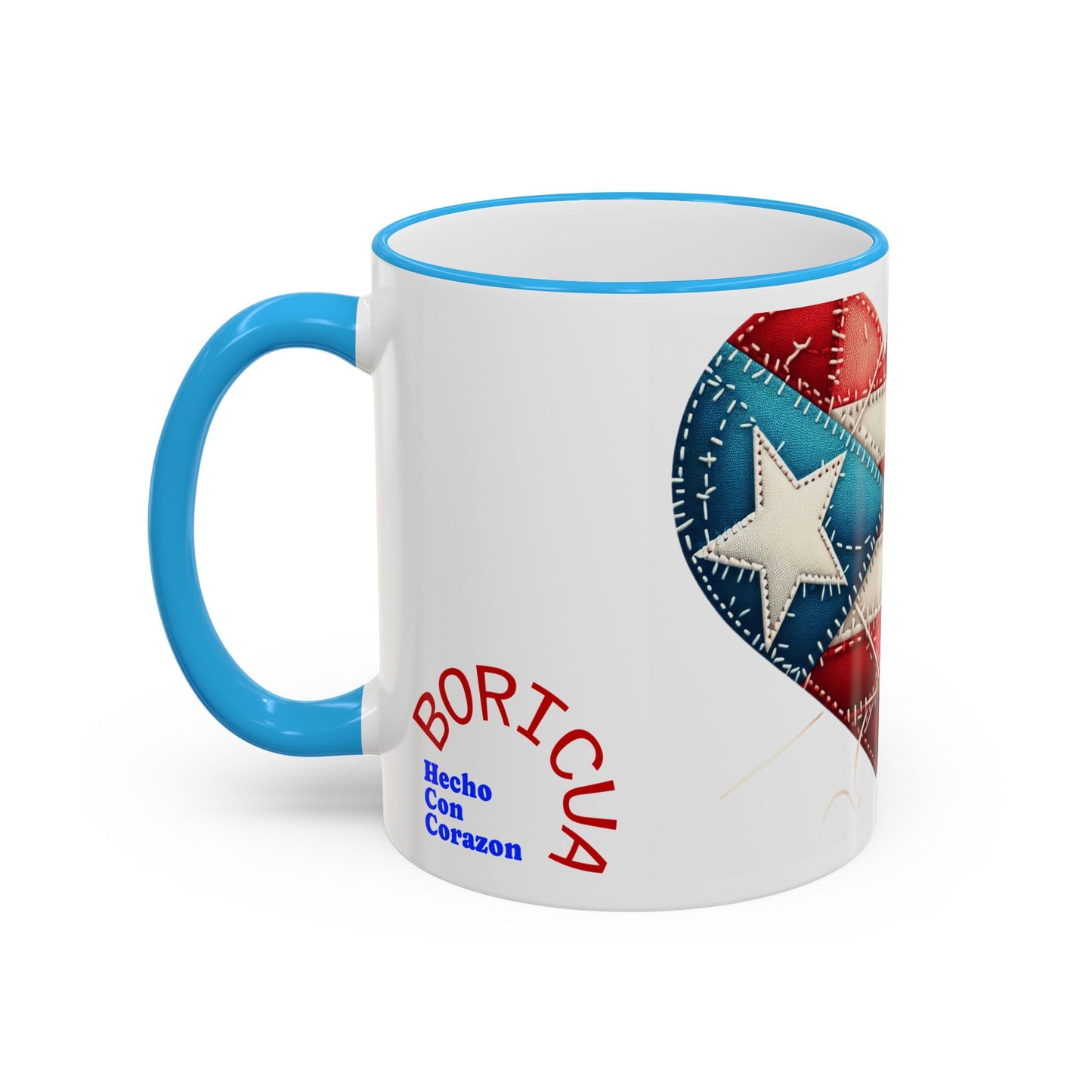Puerto Rico Flag Heart Accent Rim Mug — Patriotic Coffee Cup (11oz/15oz)