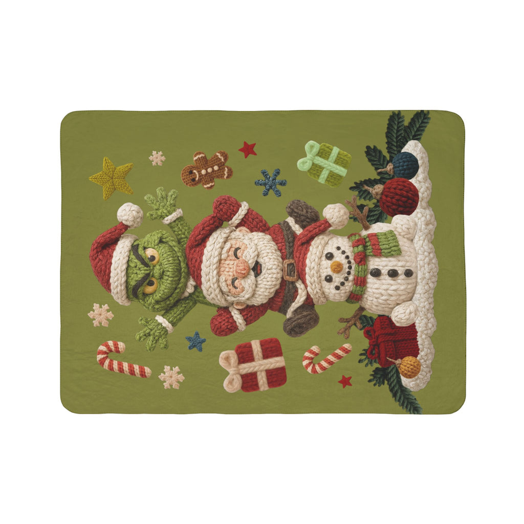 Magical Christmas Cartoon Blanket Grinch Santa Snowman Sherpa Blanket  Cozy Christmas Fleece Throw