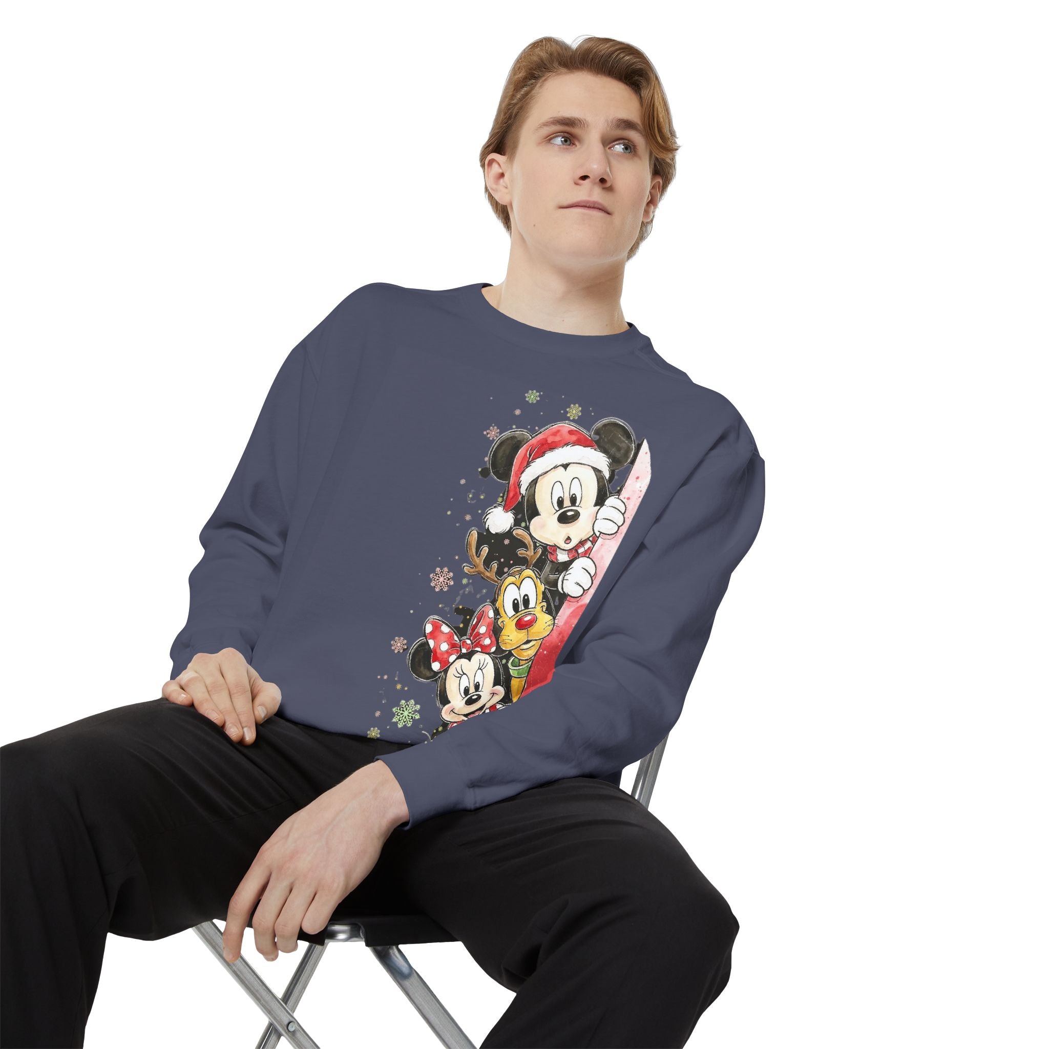 Christmas Disney Characters Sweatshirt  Mickey, Minnie & Pluto Holiday Crew Cartoon Christmas T-shirts and Sweaters