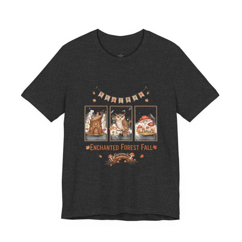 Enchanted Forest Fall Tee, Cute Owl Shirt, Autumn Graphic Tee, Nature Lover Gift, Cozy Fall Apparel, Wildlife T-Shirt, Unisex Fall Top