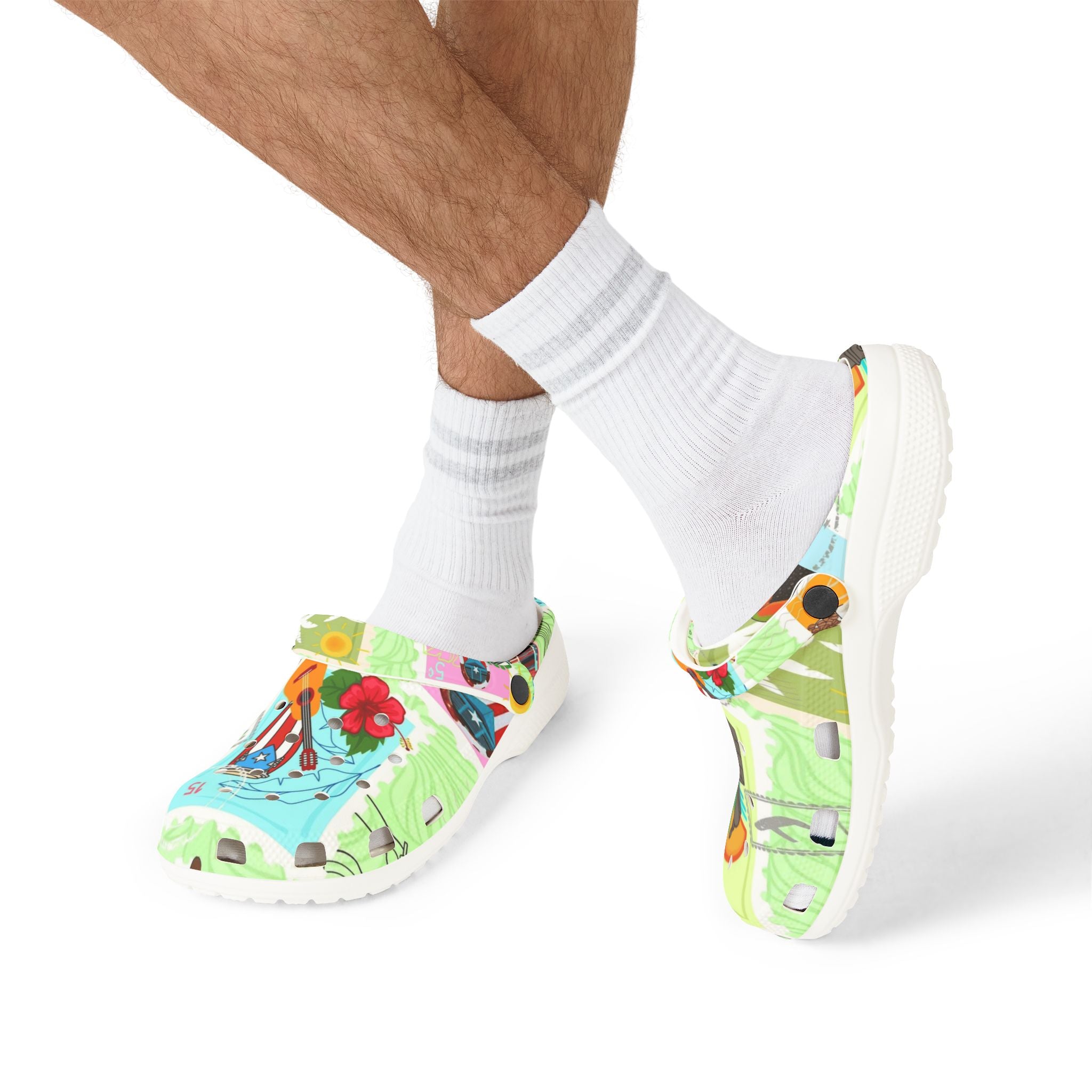 Puerto Rico Tropical Map EVA Foam Clogs — 'Puerto Rico Proud' Colorful Island Print