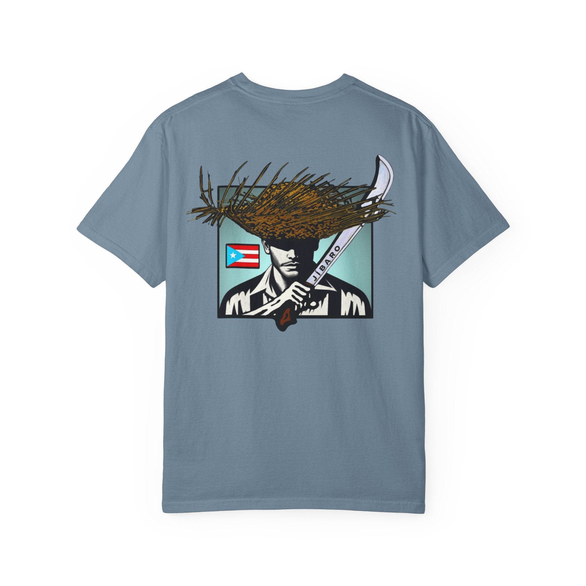 T-Shirt  "Jíbaro" Puerto Rican Heritage Tee (Back Machete  Sombrero de Paja Design) Puerto Rico’s Navidades