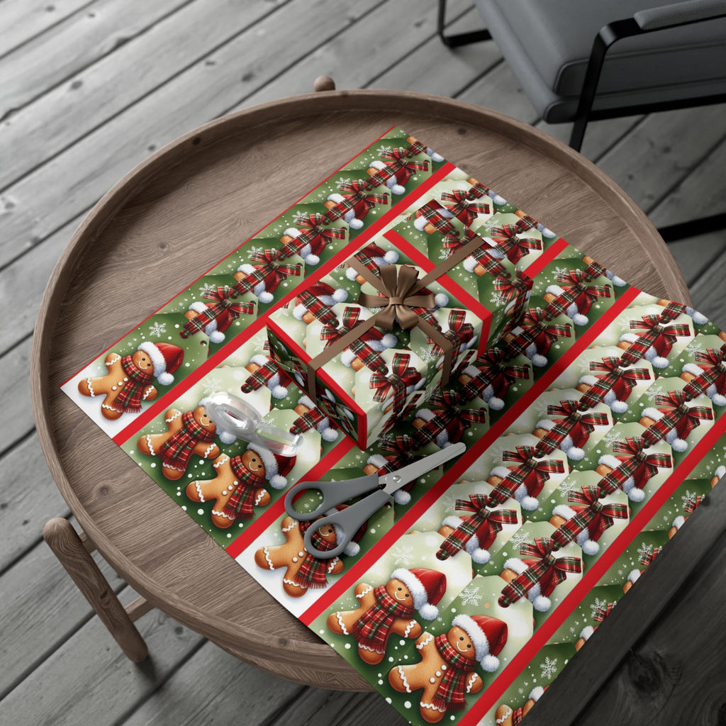Christmas Gingerbread & Plaid Gift Wrap Paper – Holiday Present Wrapping Sheets