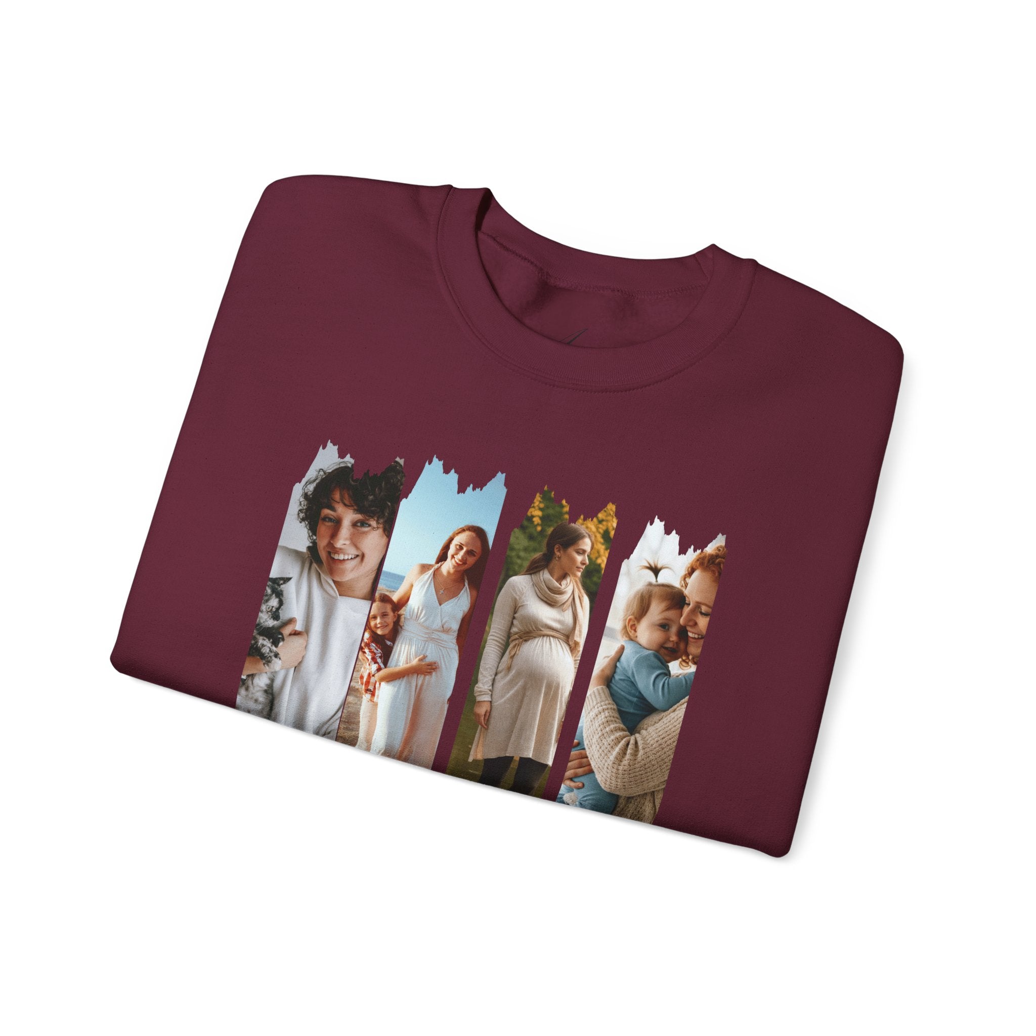 Mama Photo Collage Sweatshirt — "MAMA: clothed in strength & dignity" Sleeve Script
