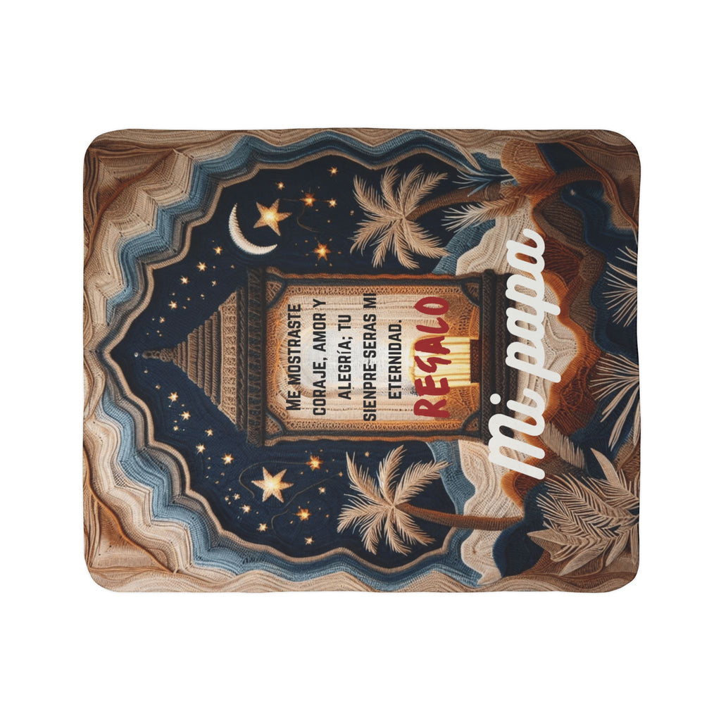 Fleece Blanket - "Mi Papá" Spanish Memorial Lantern Design (Regalo)