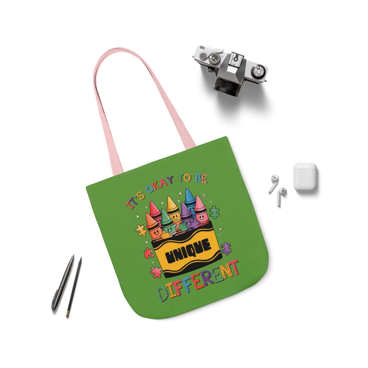 Autism Awareness & Pride Collection Unique Canvas Tote Bag with Colorful Castle Design