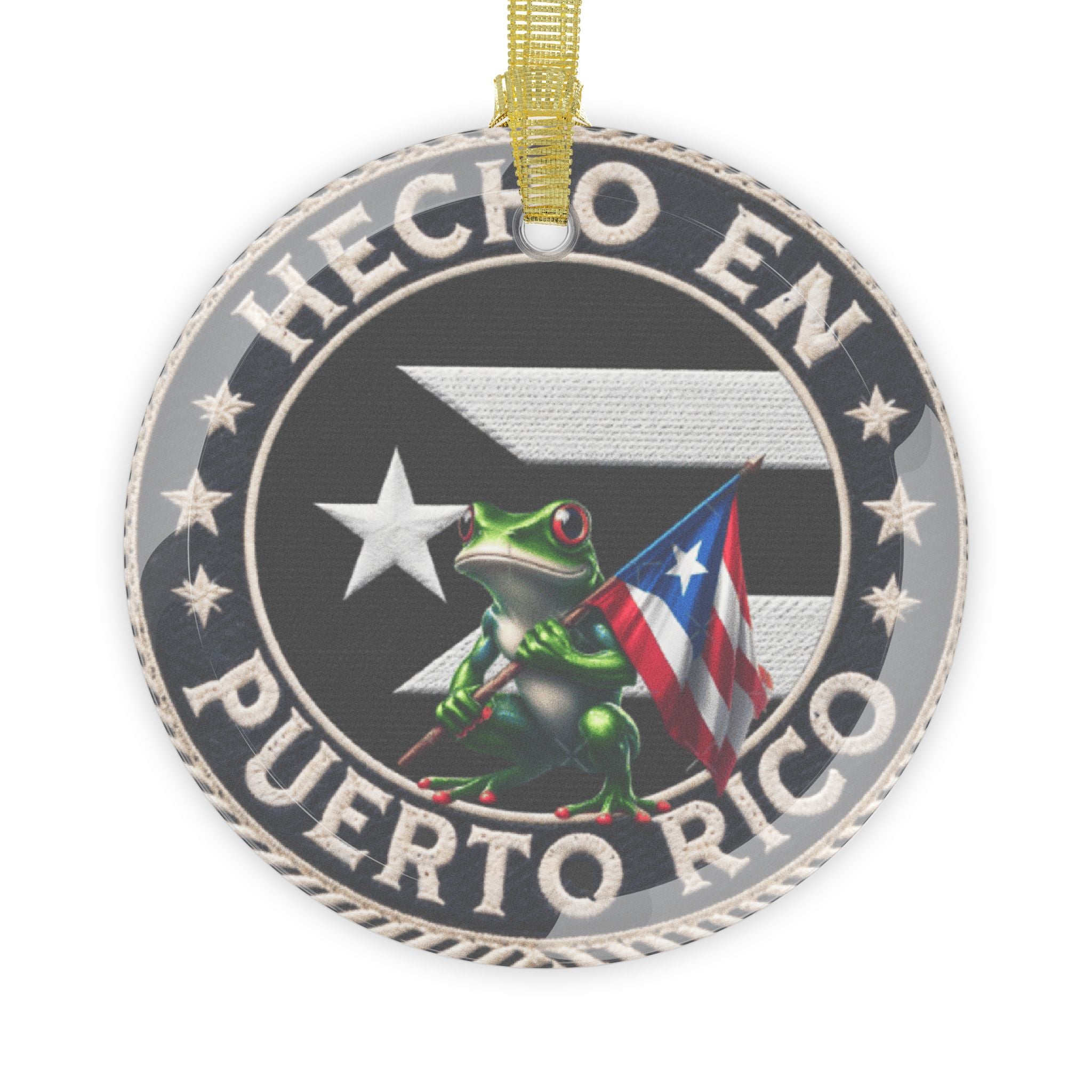 Puerto Rico Proud Glass Ornament  Boricua Island Pride Decor