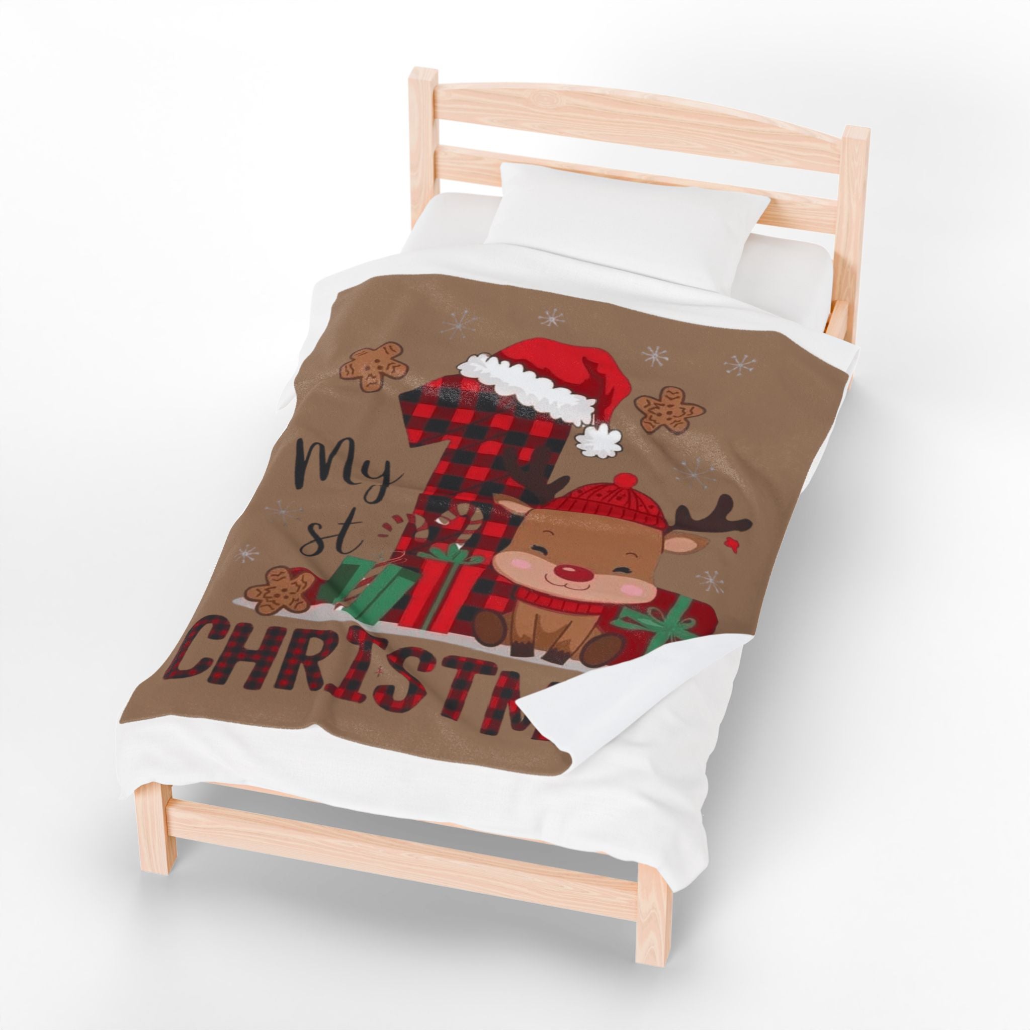 Santa’s Little Snuggle Blanket My 1st Christmas Reindeer Velveteen Plush Blanket