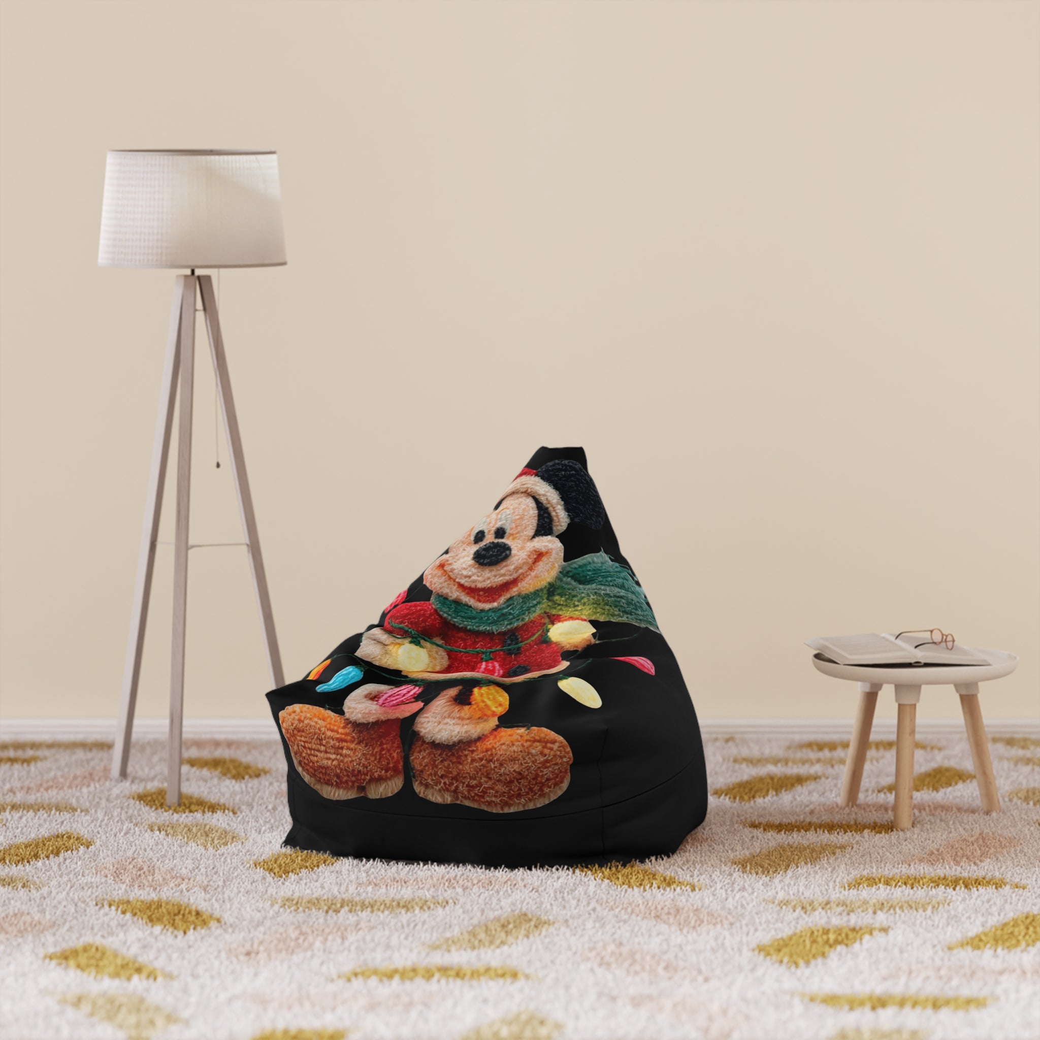 Mickey Mouse Holiday Bean Bag Cover — Festive Christmas Plush Print