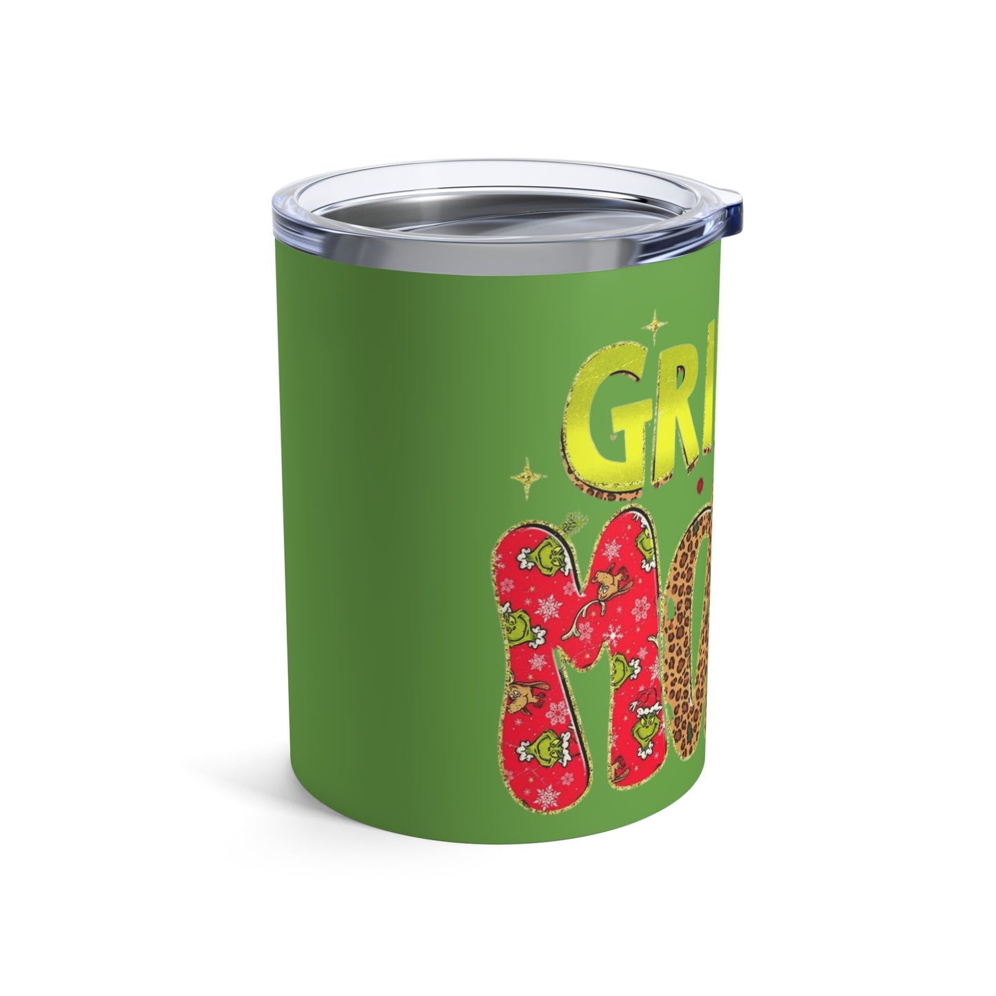 Grinchy Mama 10oz Tumbler  Holiday Leopard & Floral Christmas Drink Cup