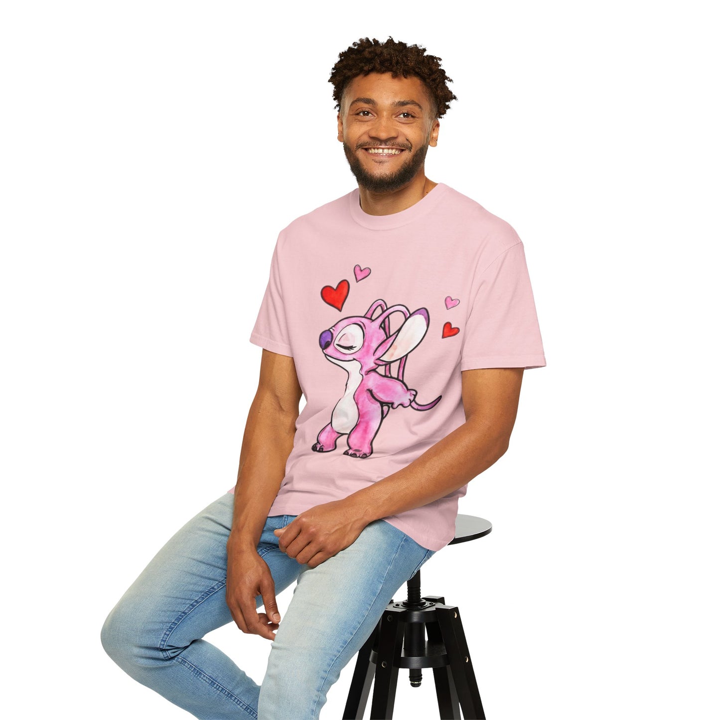 T-Shirt — Cute Pink Cartoon Creature with Hearts | Valentine’s Gift Tee