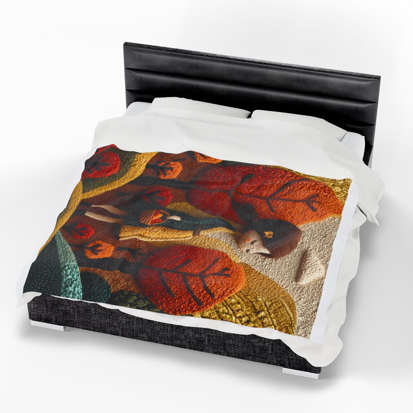Autumn Forest Girl Plush Blanket — Cozy Velveteen Fall Throw