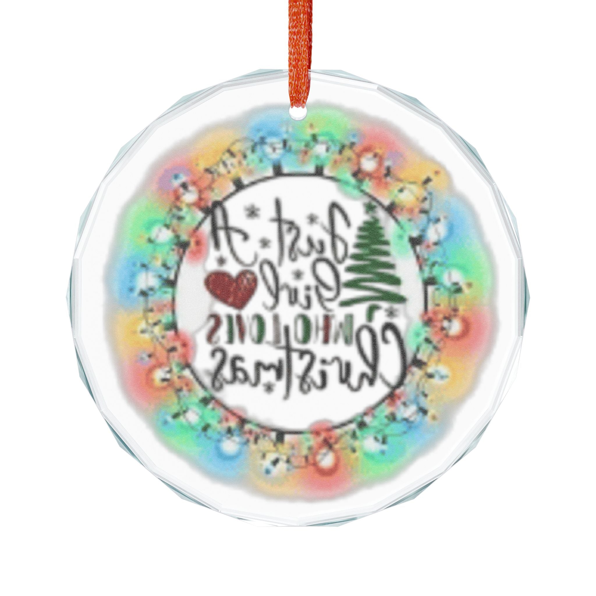 Crystal Glass Ornament - "Just a Girl Who Loves Christmas" Heart Holiday Decoration