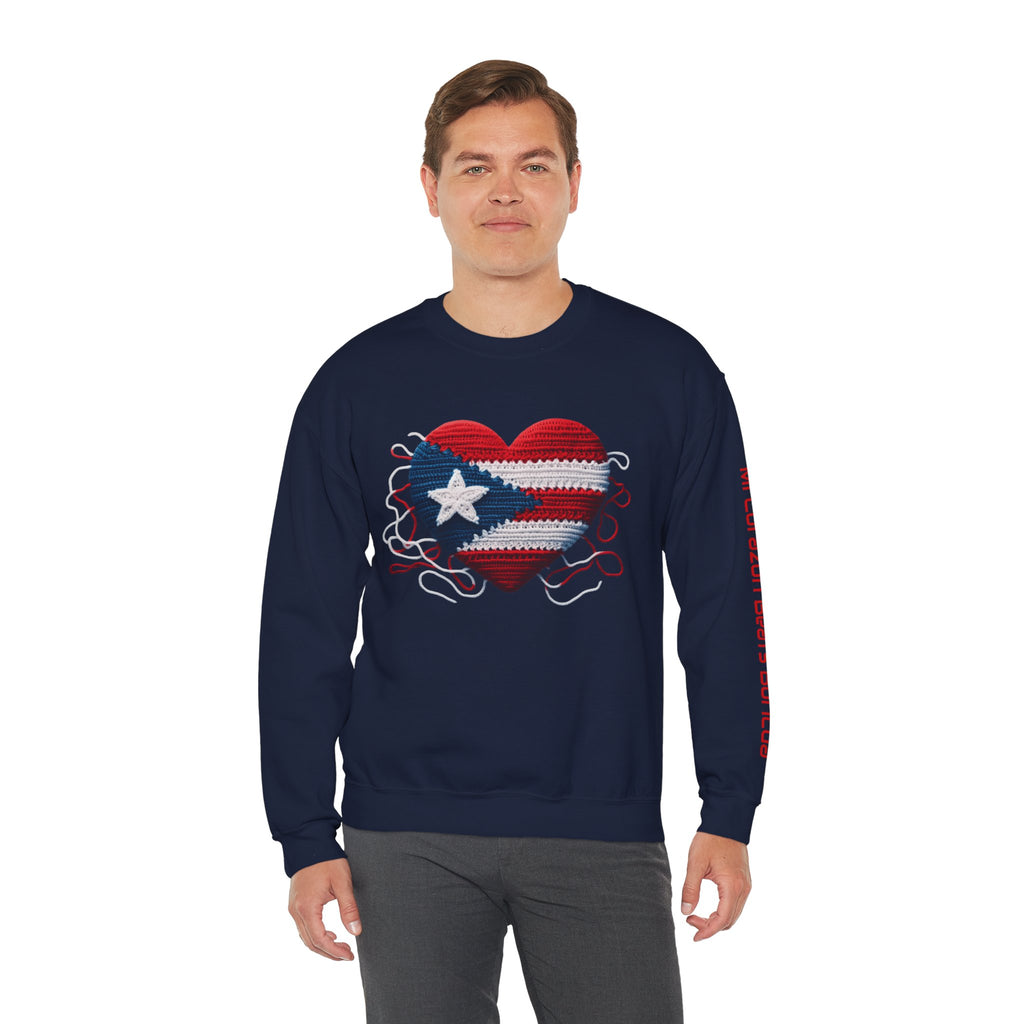 Puerto Rico Heart Crewneck Sweatshirt  Puerto Rican Flag Heart Knit Design