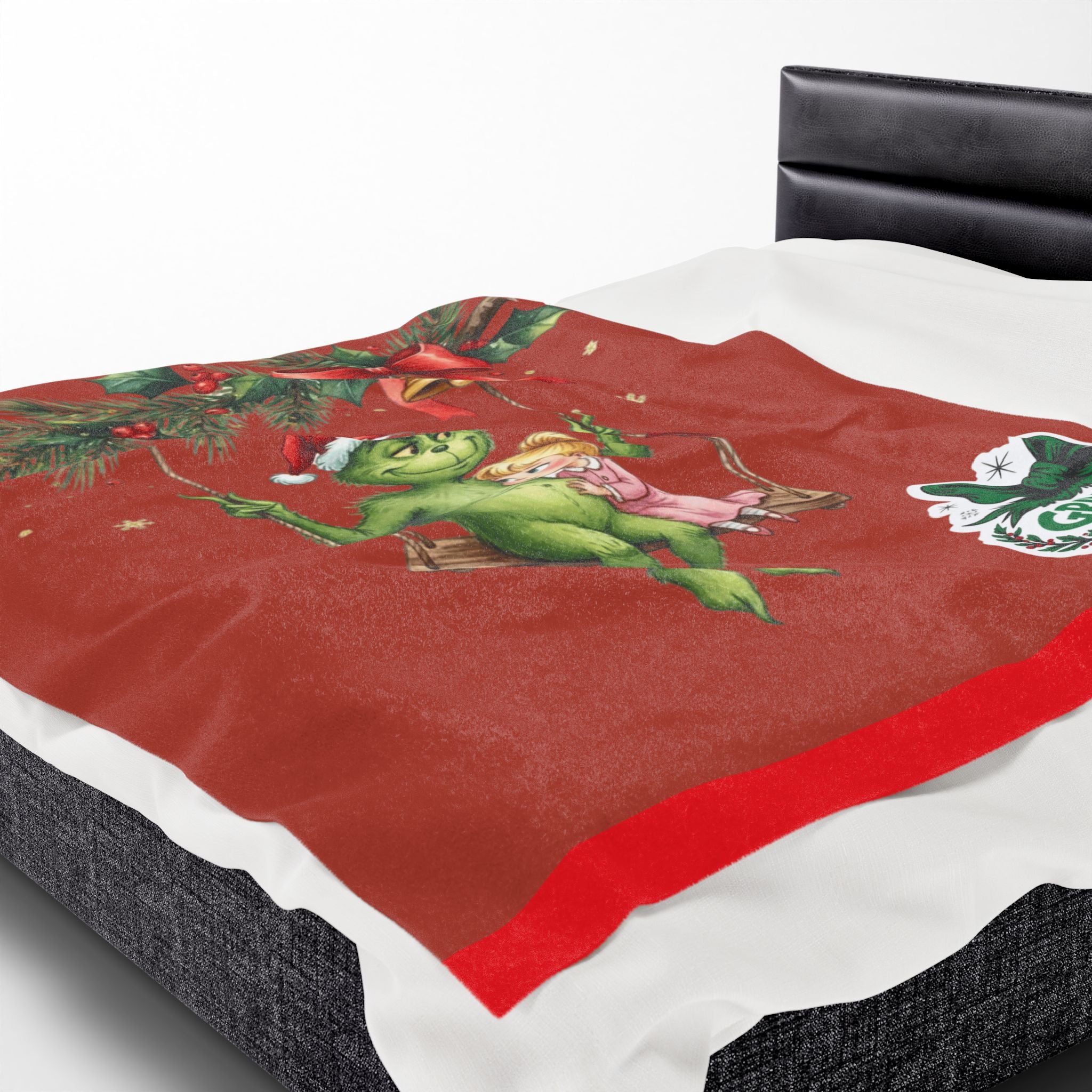 “Winter Wonderland Cartoon Fleece Blanket Grinchmas Velveteen Plush Blanket Holiday Grinch & Cindy Lou Cozy Throw