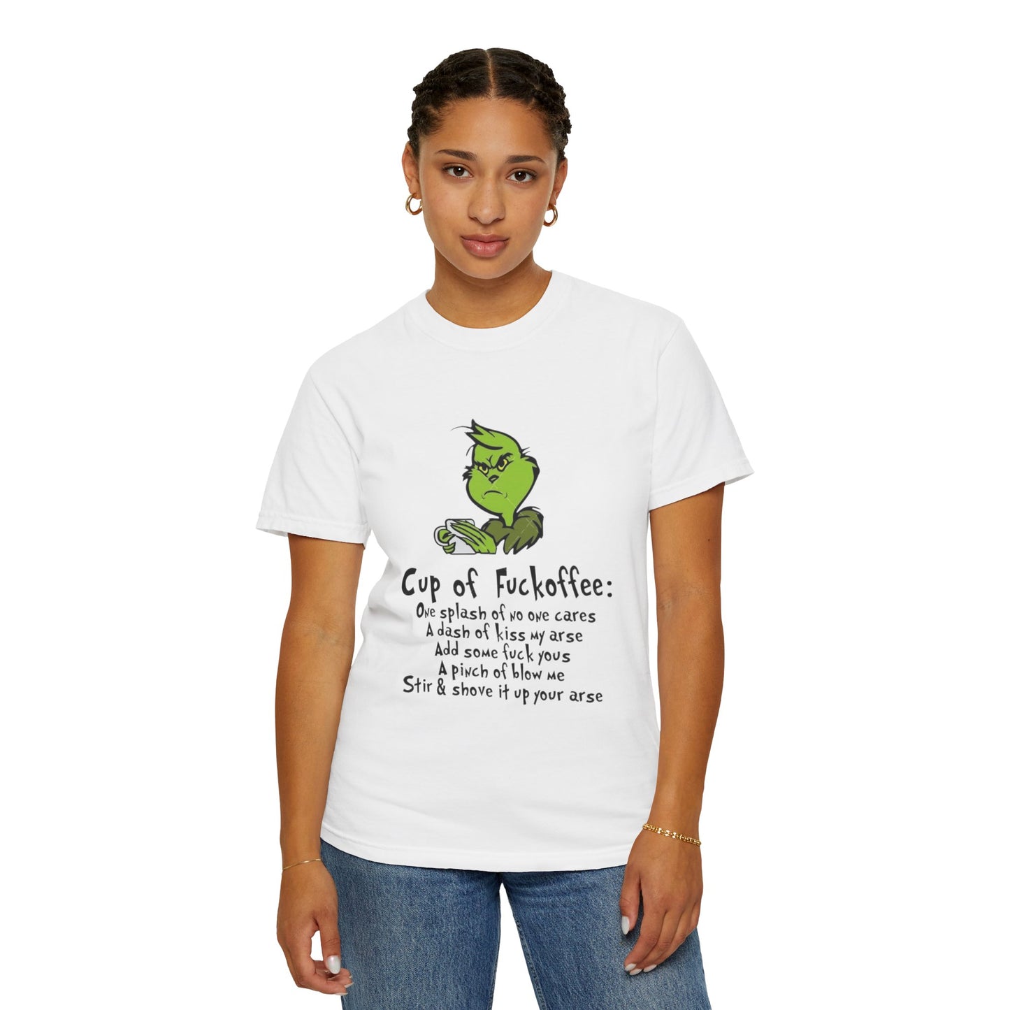 Holiday Graphic Tees  Cozy Festive Wear Funny Grinch-Inspired Unisex T-Shirt Cup of Fuckoffee