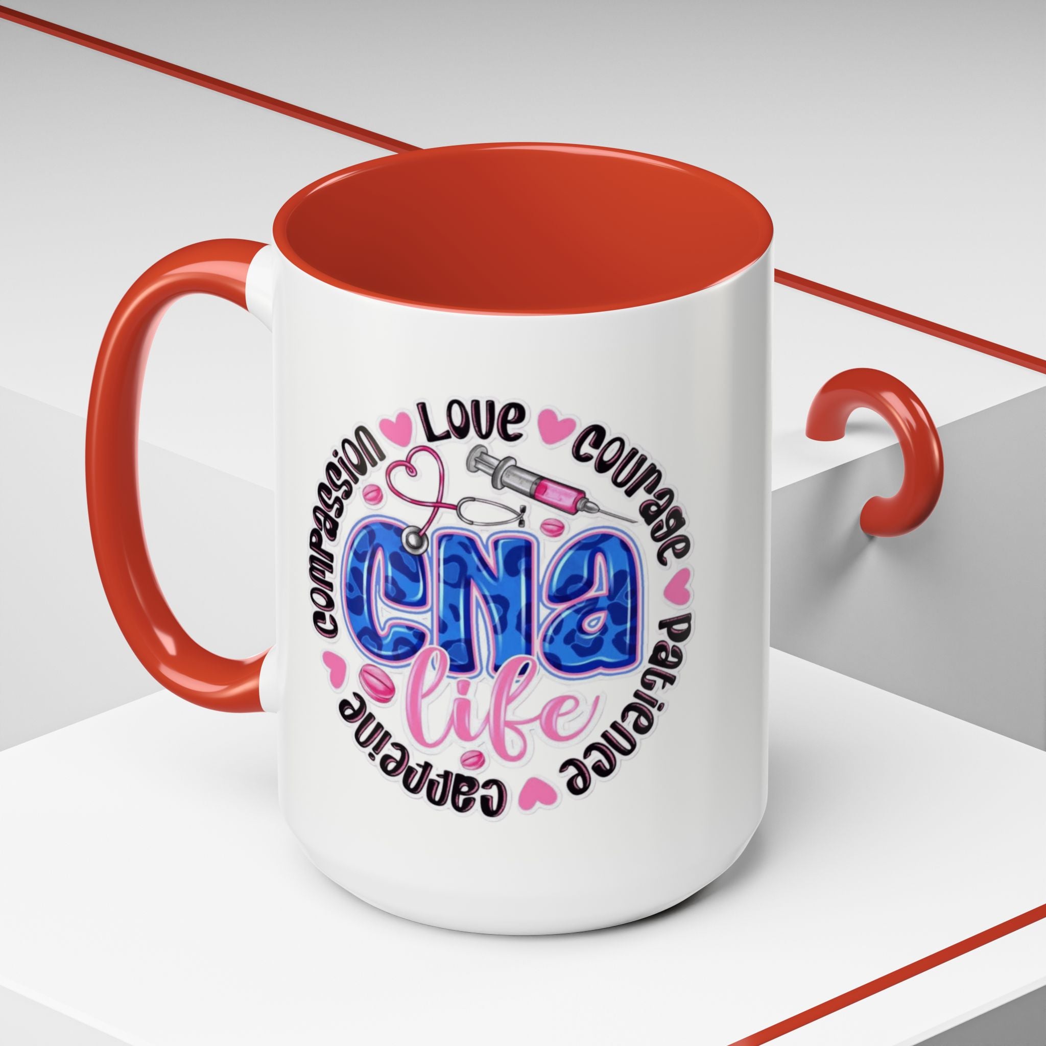 CNA Life Coffee Mug — Compassion, Courage & Patience Accent Mug (11/15oz) Medical Christmas Mug