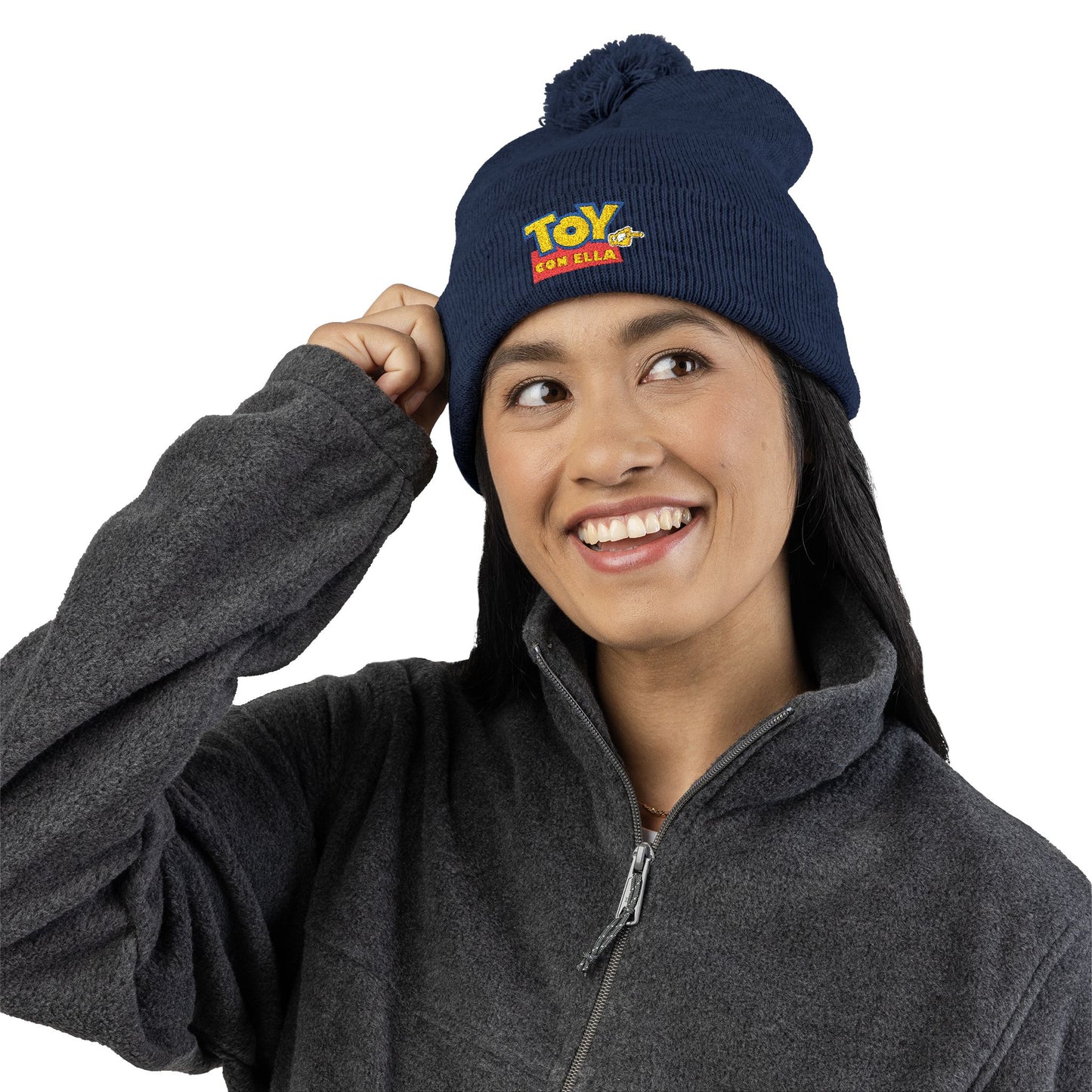 Toy Story Embroidered Pom-Pom Knit Cap Humor Cuffed Beanie – Warm, Soft & Sassy Winter Hat