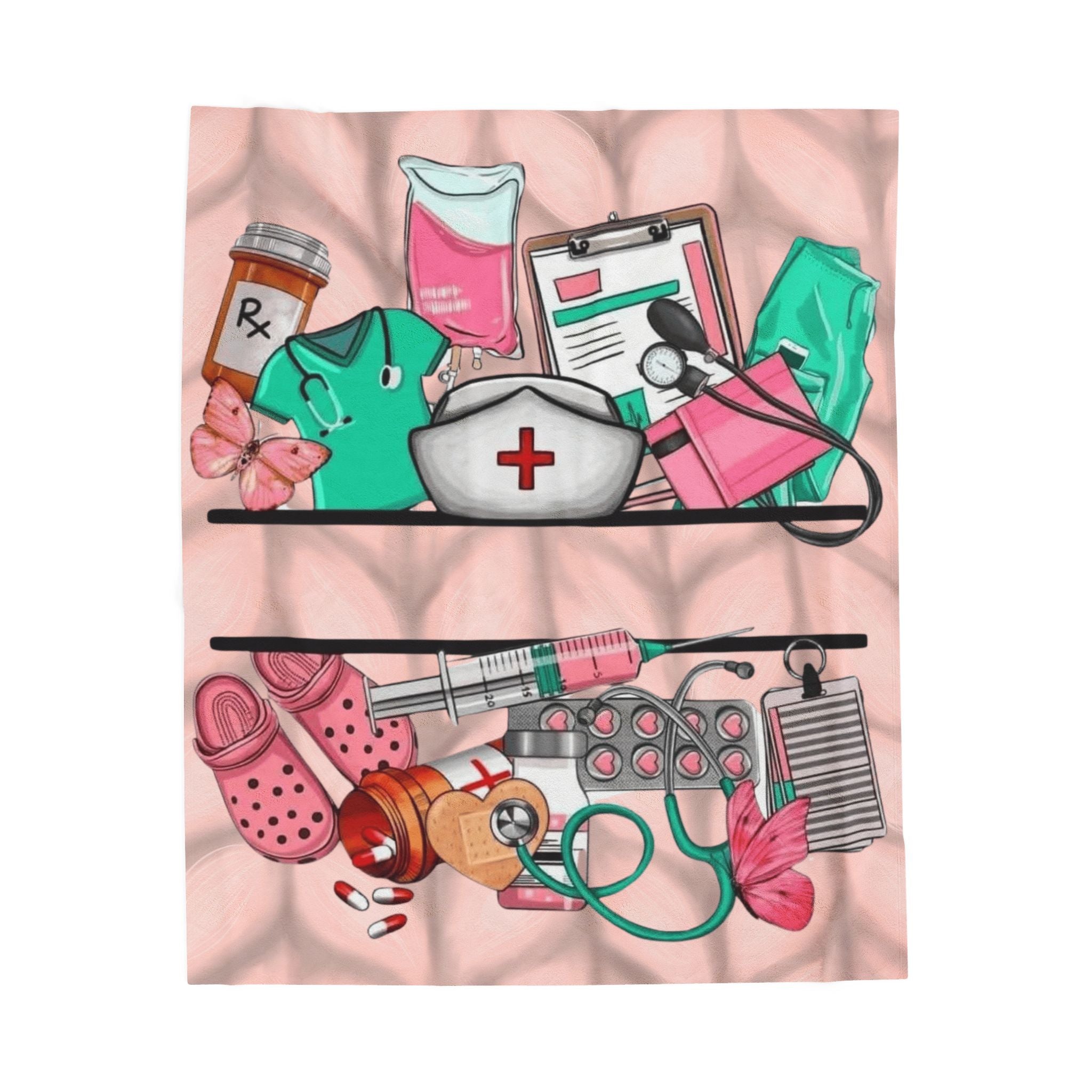 Nurse Essentials Velveteen Plush Blanket — Cute Medical Supplies Throw for Nurses & Caregivers