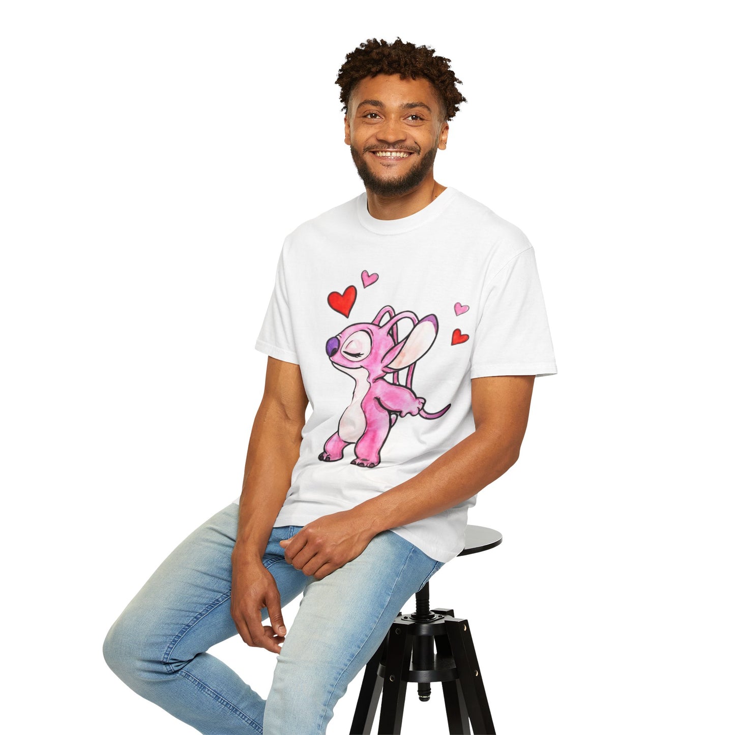 T-Shirt — Cute Pink Cartoon Creature with Hearts | Valentine’s Gift Tee