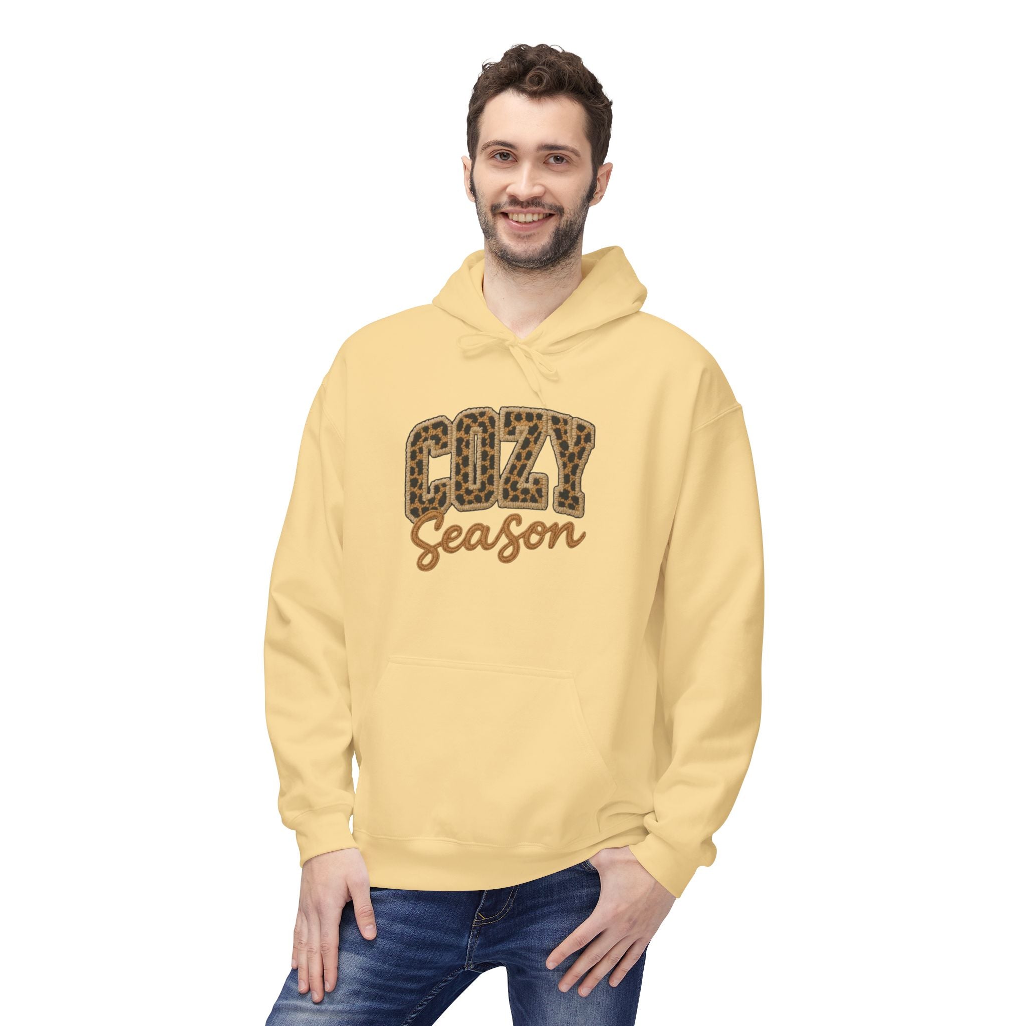 Cozy Season Leopard Hoodie — Fall Winter Graphic Pullover