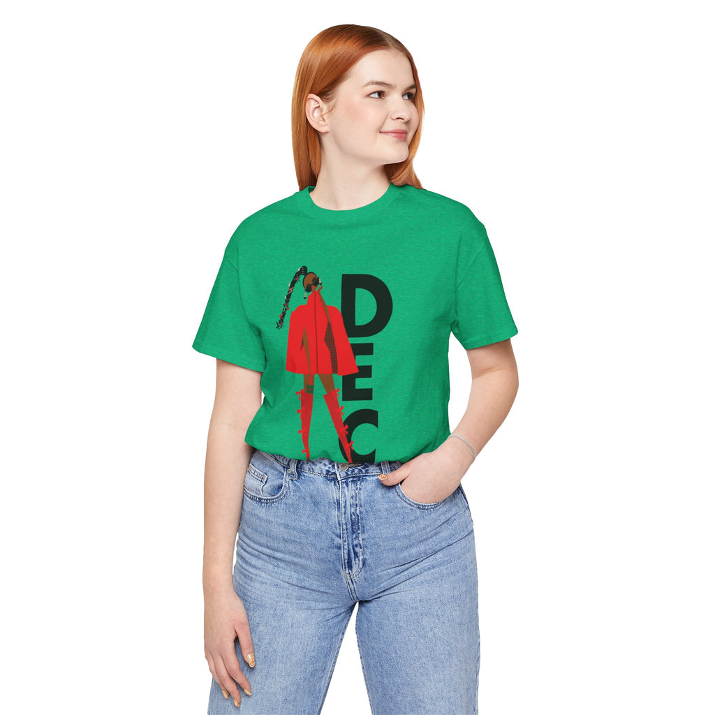 December Fashion Tee  Red Coat Model Graphic Shirt