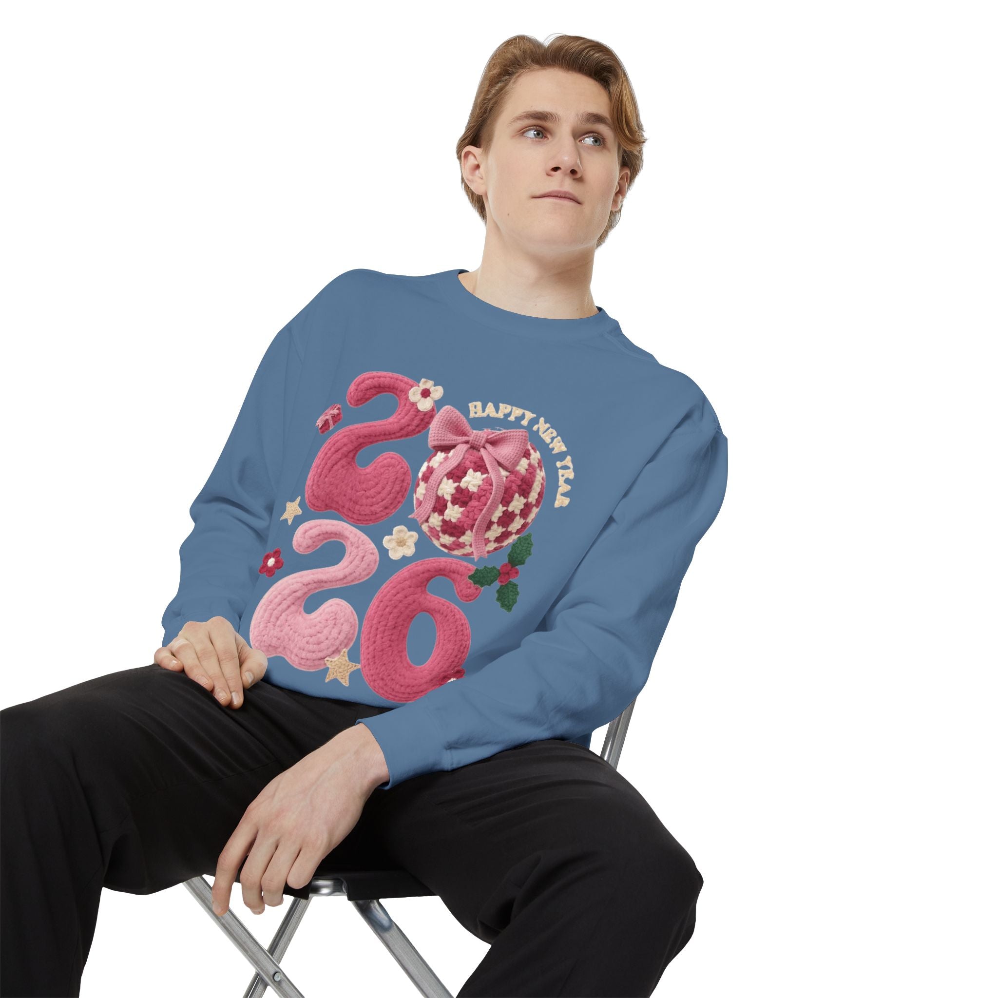 Happy New Year 2026 Sweater  Pink Festive Graphic Sweatshirt