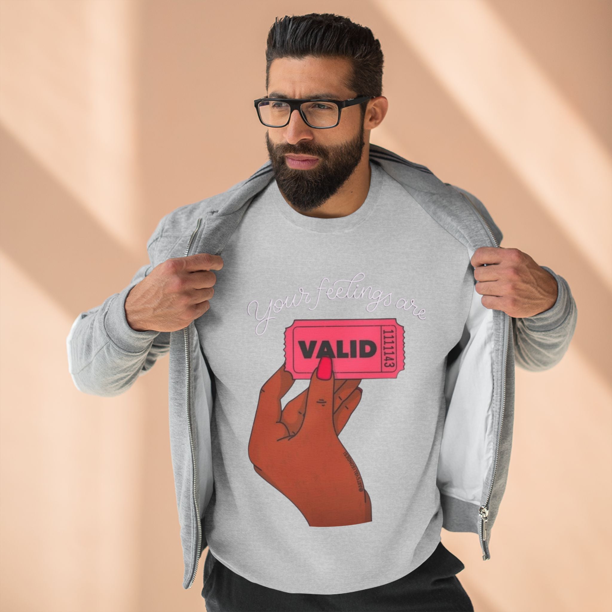 Valid Ticket Crewneck Sweatshirt  Empowerment Graphic Pullover Valentine’s Day sweaters