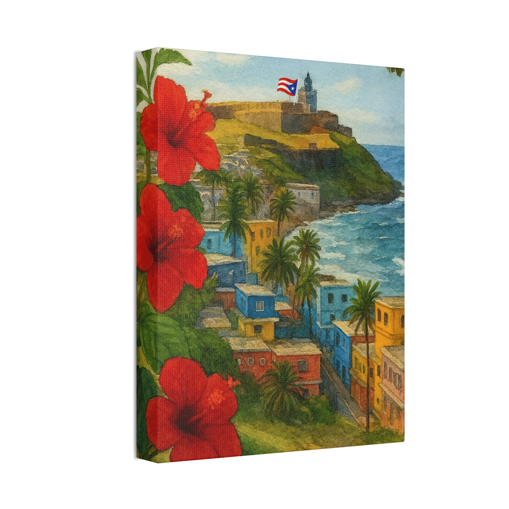 Puerto Rico Coastal Canvas Print — Old San Juan Seaside Wall Art (Stretched 1.5")