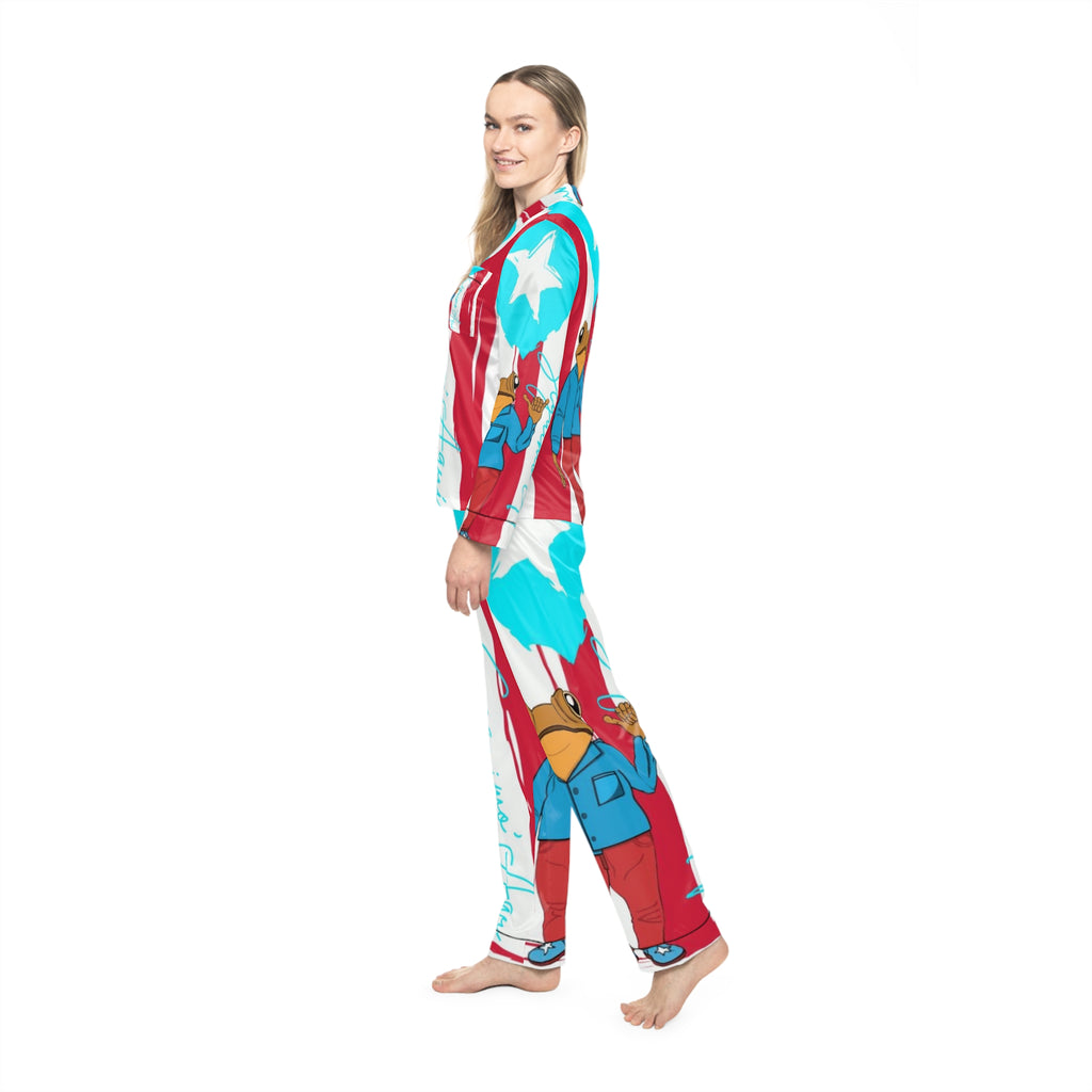 Seguimos Aqui Satin Women's Pajamas  Christmas Puerto Rico pajamas