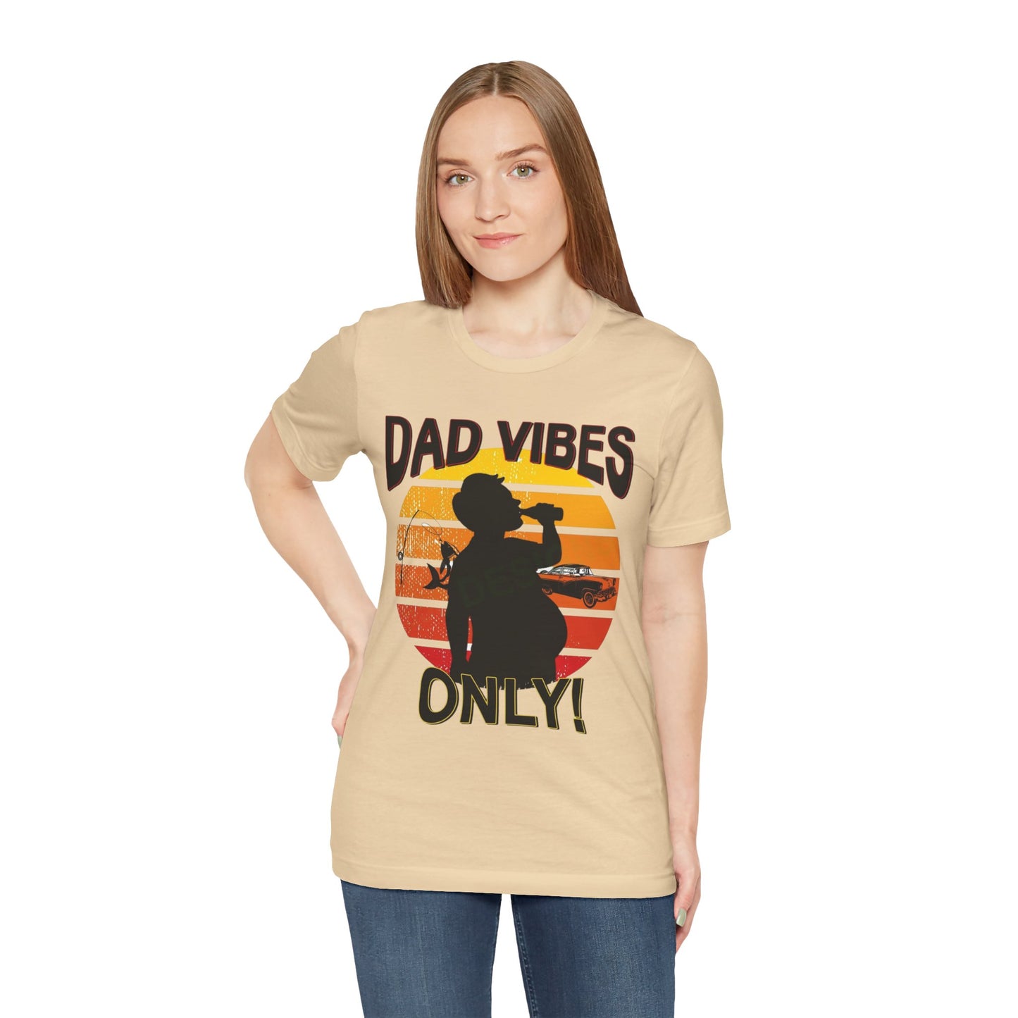 Dad Vibes Only Unisex Tee, Fun Casual T-Shirt for Dads, Perfect Gift for Father's Day, Summer Barbecue, Weekend Outing