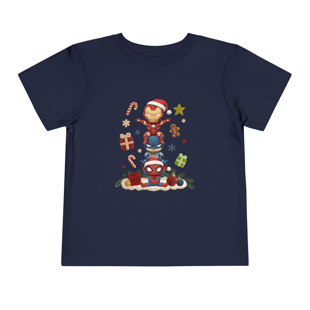 Toddler Tee  Cute Stacked Superhero Christmas Pile christmas kids collection
