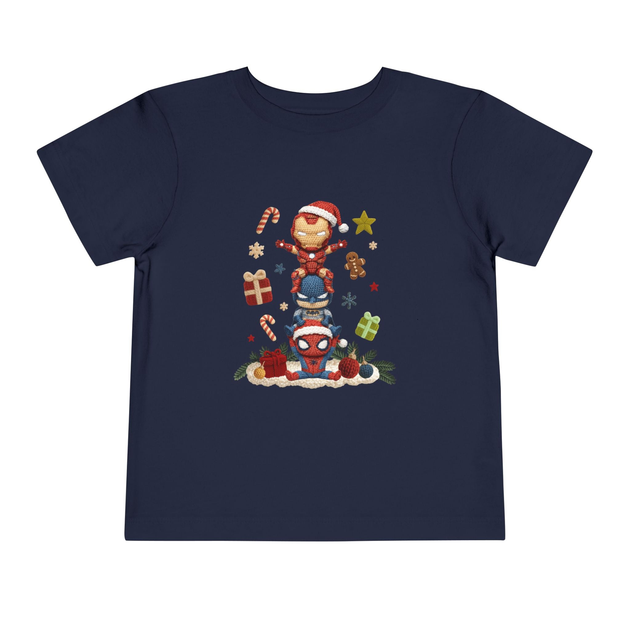 Toddler Tee  Cute Stacked Superhero Christmas Pile christmas kids collection