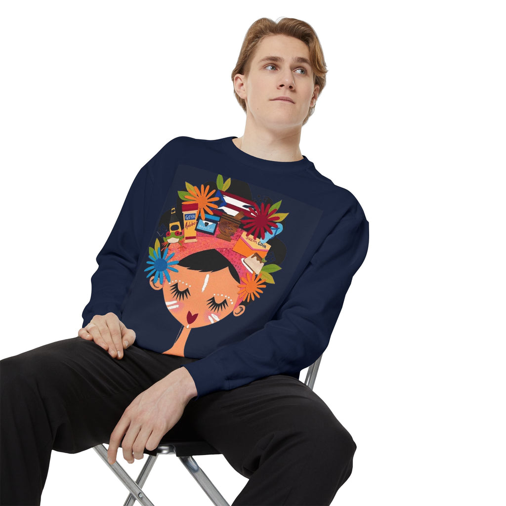 Floral Fiesta Sweatshirt — Colorful Tropical Woman Graphic Puerto Rico Navidades