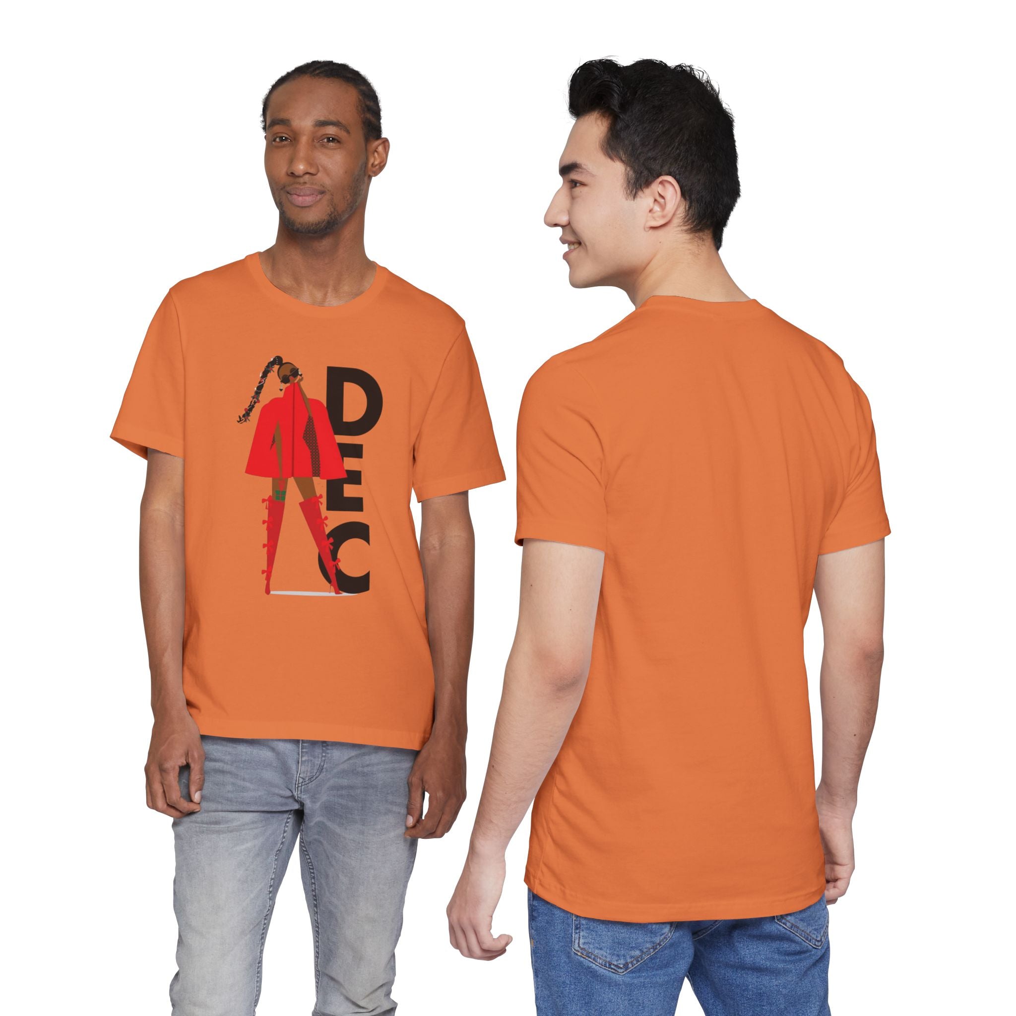 December Fashion Tee  Red Coat Model Graphic Shirt