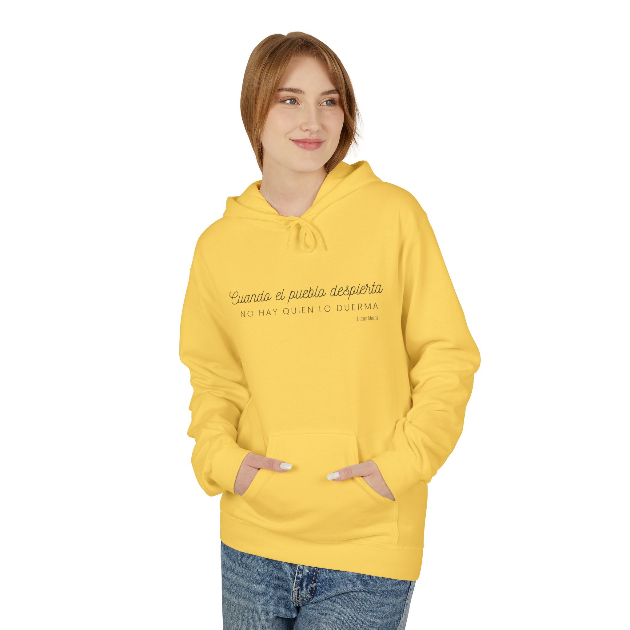White Hoodie - "Caminas a pa'la desporta" Minimal Script Pullover