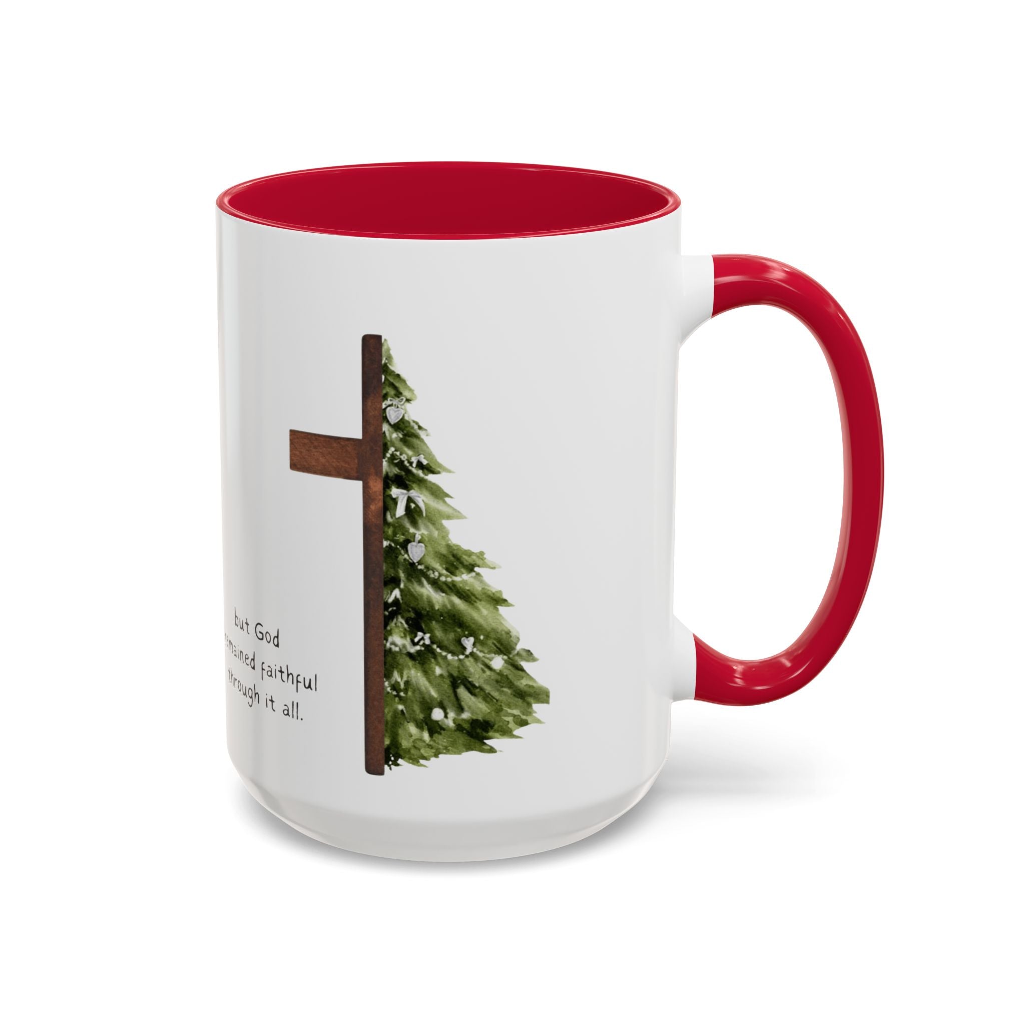 Christian Cross & Pine Tree Mug — Faith Reminder Coffee Cup (11oz/15oz)