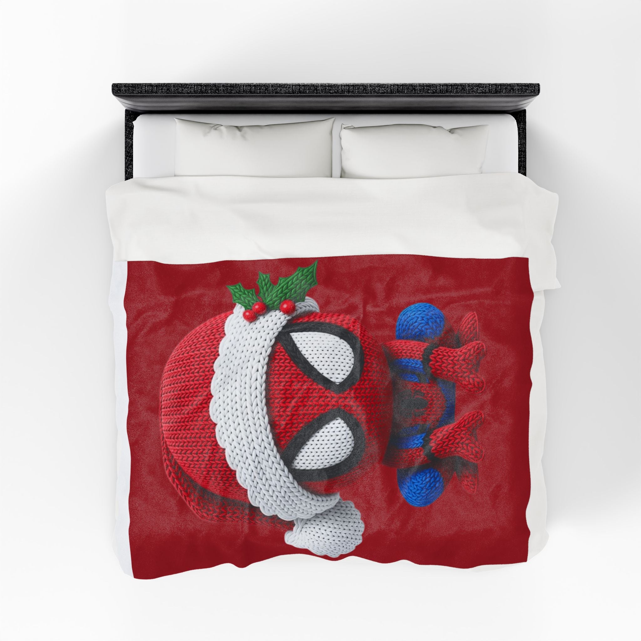 Magical Christmas Cartoon Blanket Christmas Spider Plush Blanket Cute Santa Hat Knit Spider-Man Throw