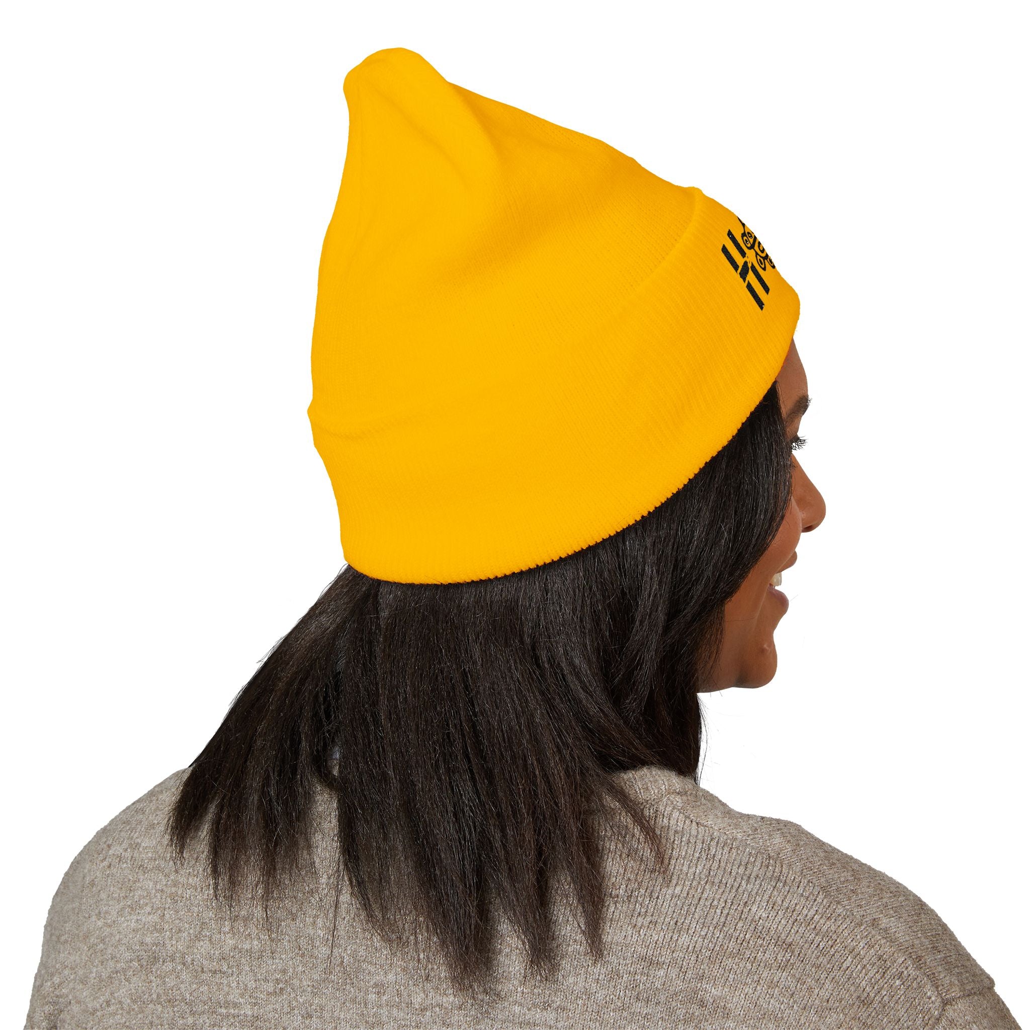 Embroidered 'Holi' Symbol Knit Hat Puerto Rico Beanie Hat – Boricua Pride Cuffed Winter Hat