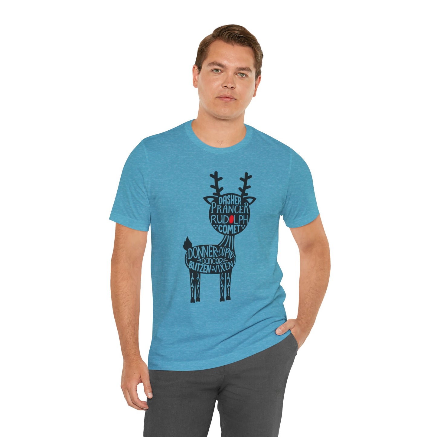 Christmas Reindeer Graphic Tee - Unisex Jersey Short Sleeve Shirt
