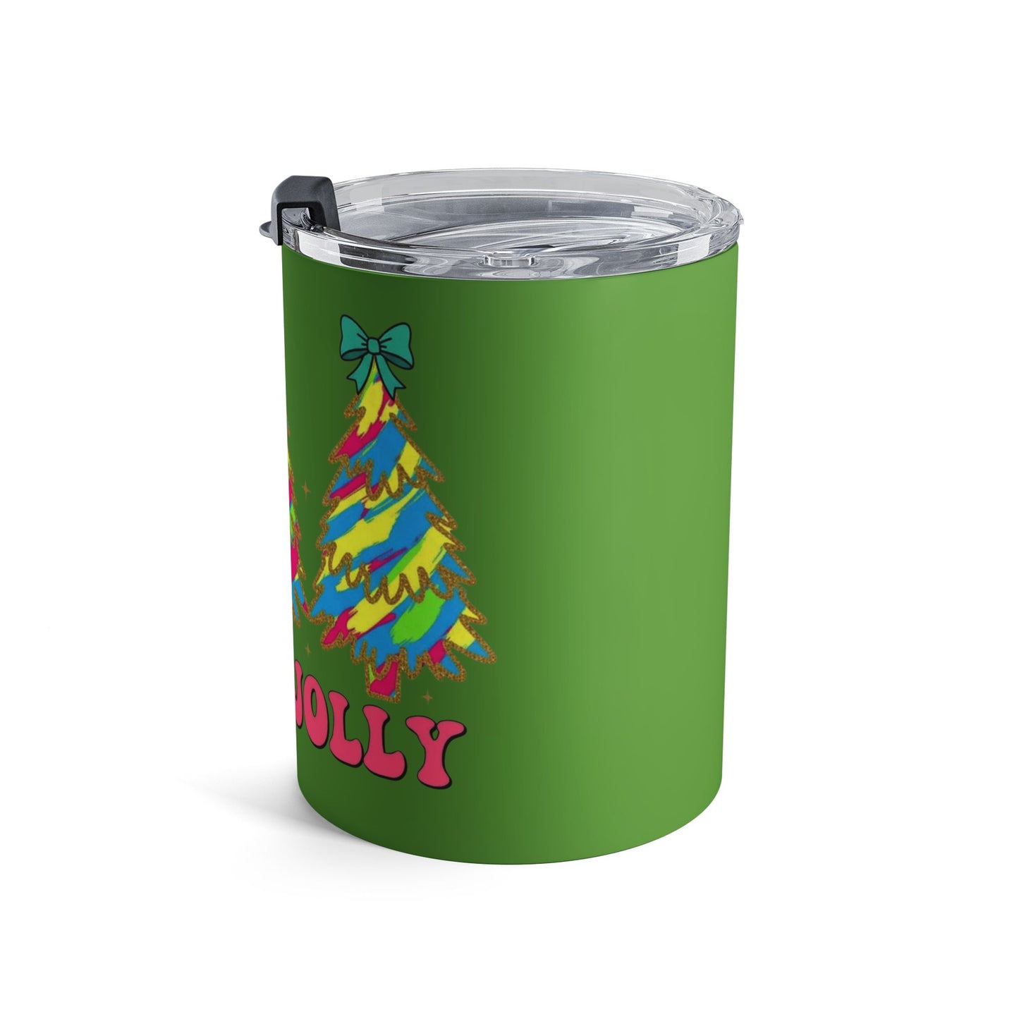 Festive Christmas Tumbler 10oz - Holly Jolly Design Christmas Design