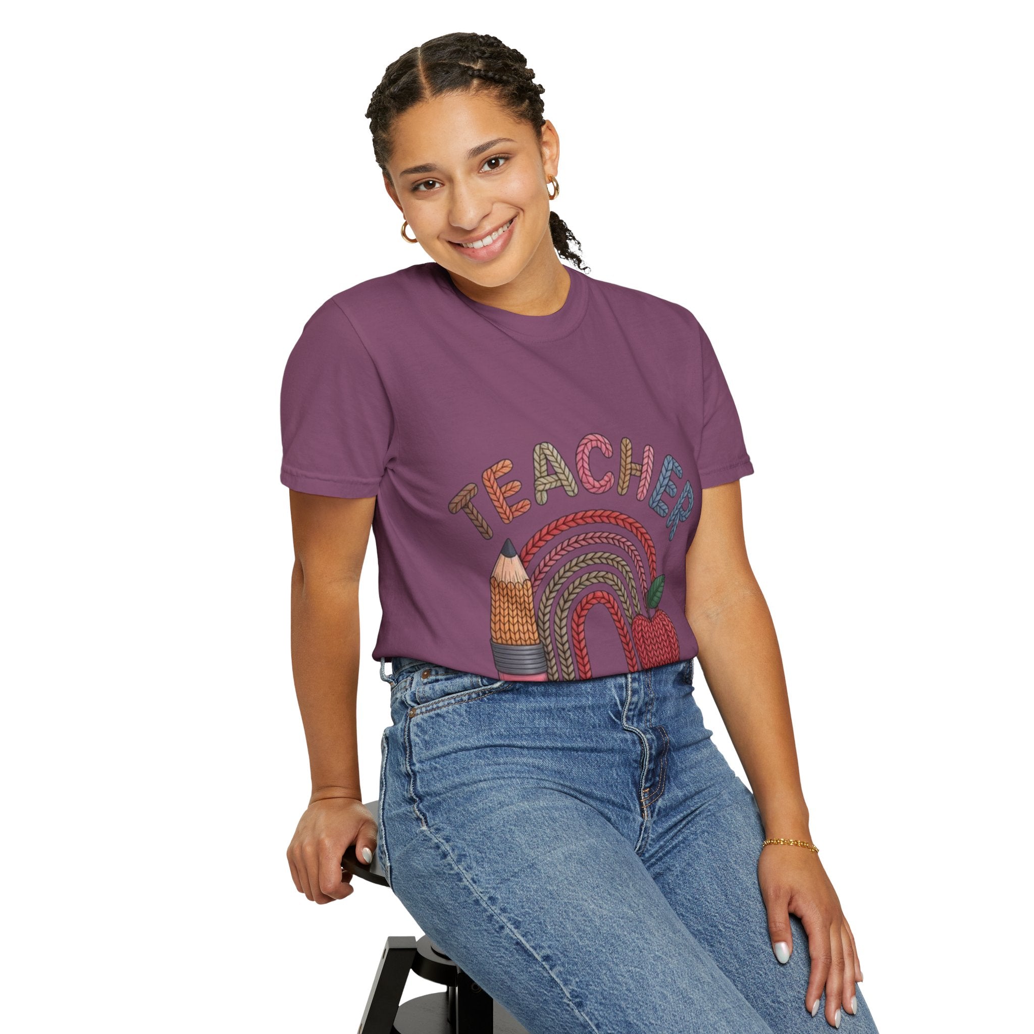 Teacher Rainbow Pencil & Apple T-Shirt — Back-to-School Gift for Educators