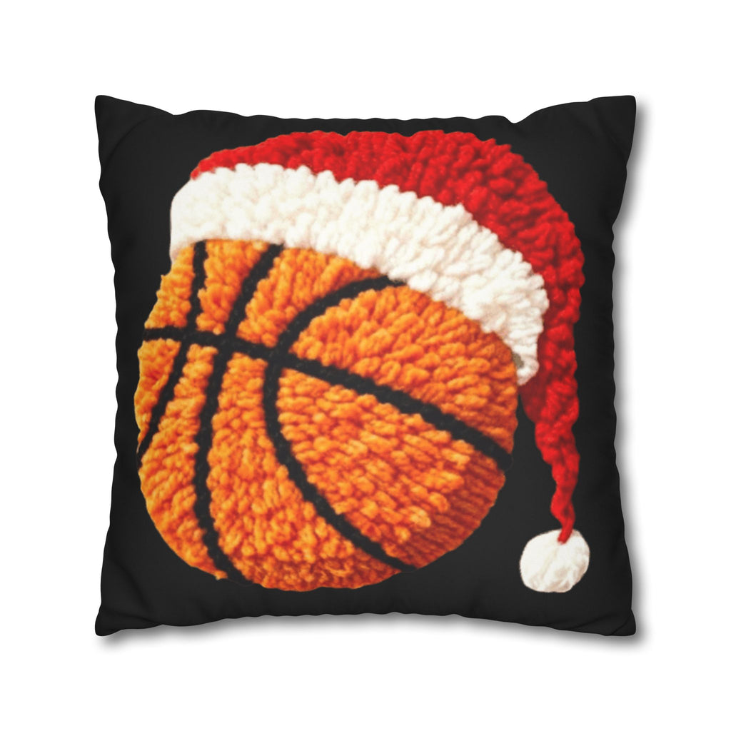 Basketball Christmas Pillowcase — Faux Suede Square Throw Pillow Cover