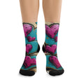 Recycled Poly Socks - Graffiti Heart Print Crew Socks