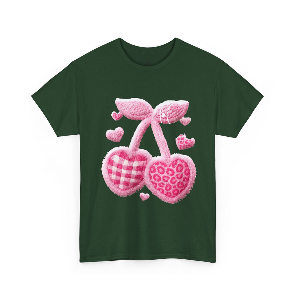 Pink Heart Cherries Tee  LOVE Graphic Valentine T-Shirt