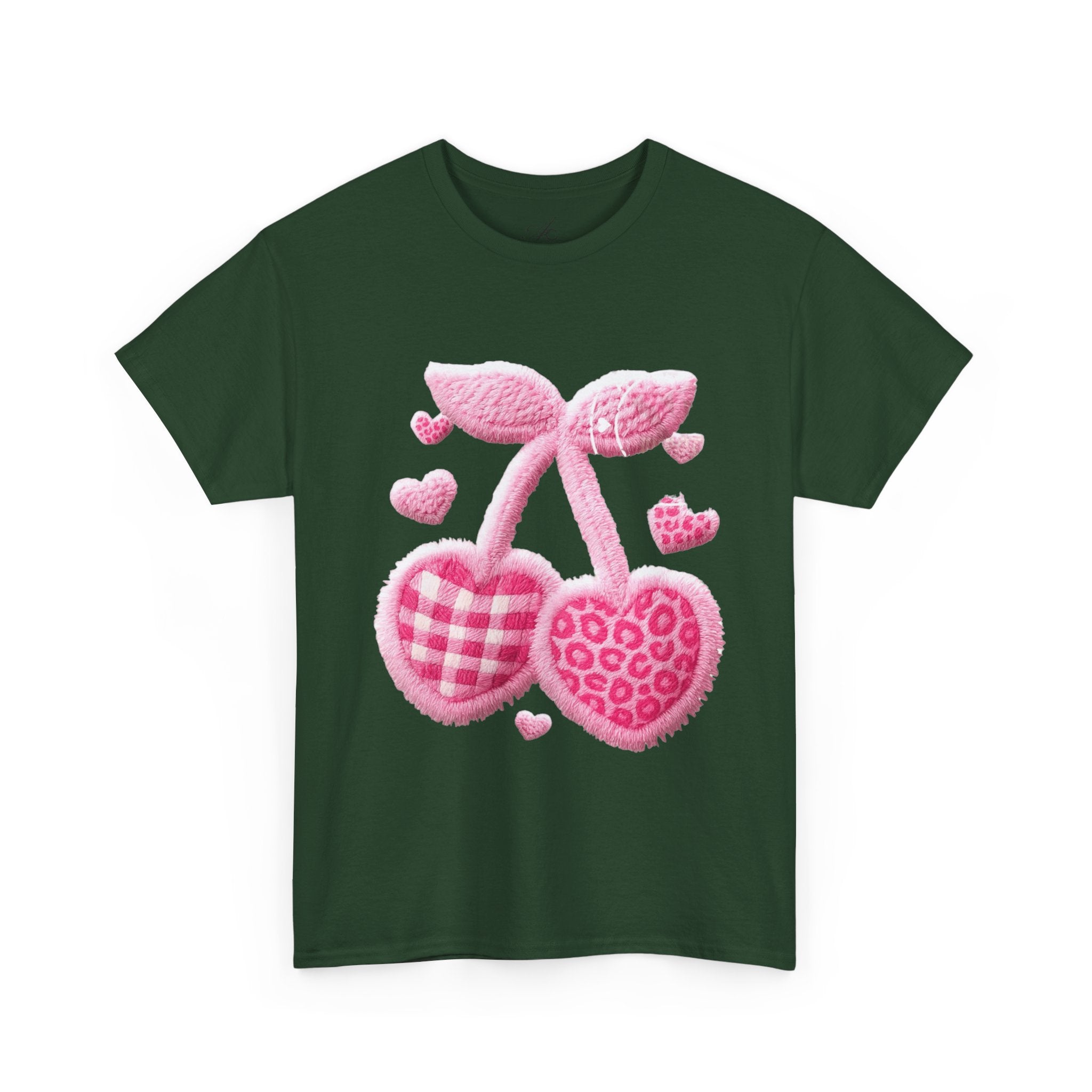 Pink Heart Cherries Tee  LOVE Graphic Valentine T-Shirt