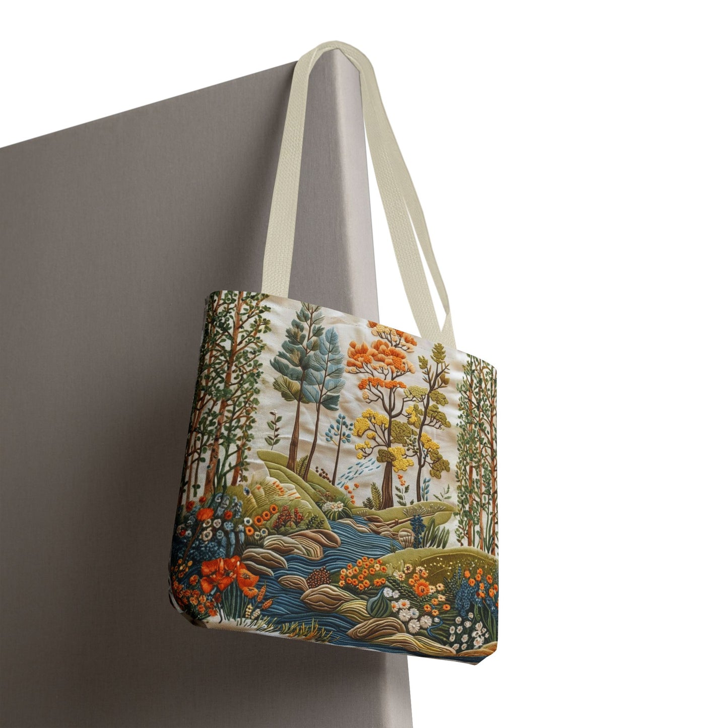 Scenic Meadow Tote Crochet-Decorated Tote Bags