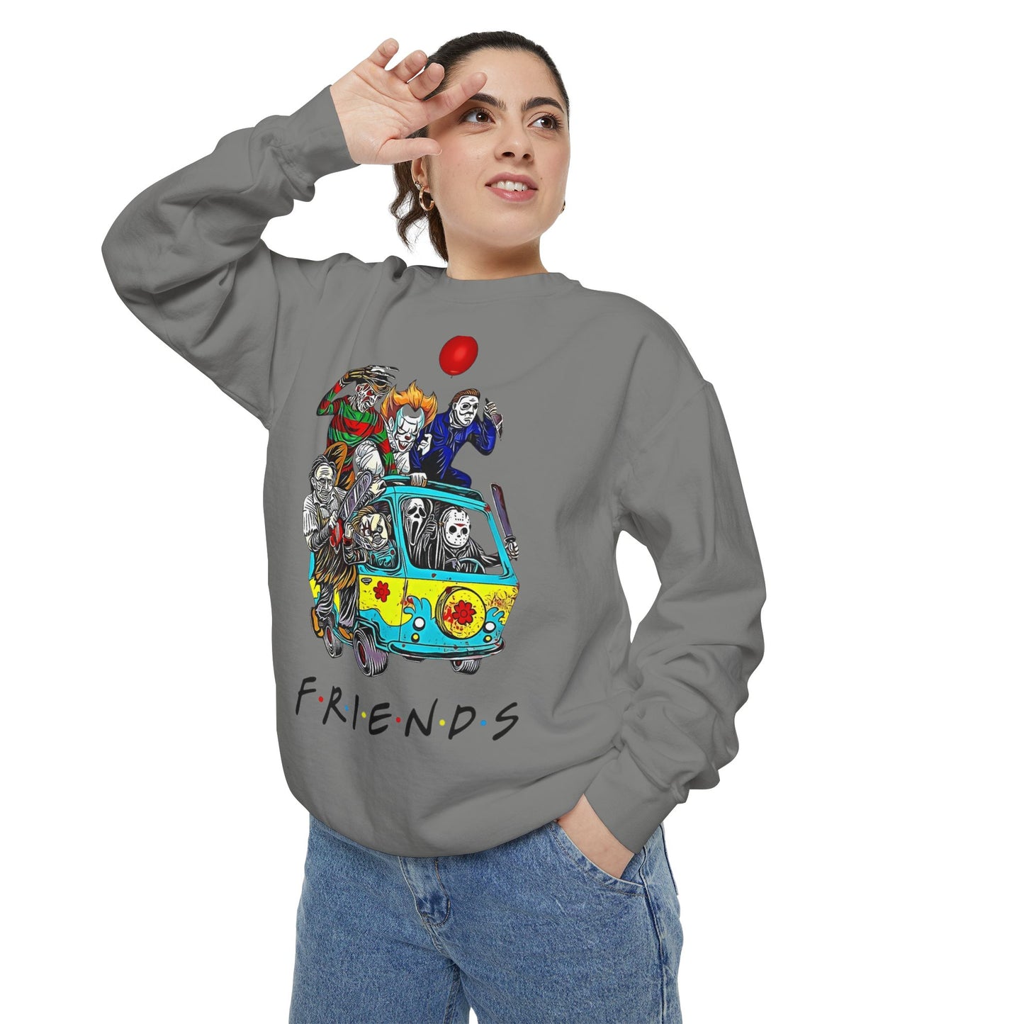 Friends-Inspired Unisex Garment-Dyed Sweatshirt, Cozy Casual Wear, Unique Graphic Sweatshirt, Perfect Gift, Everyday Style